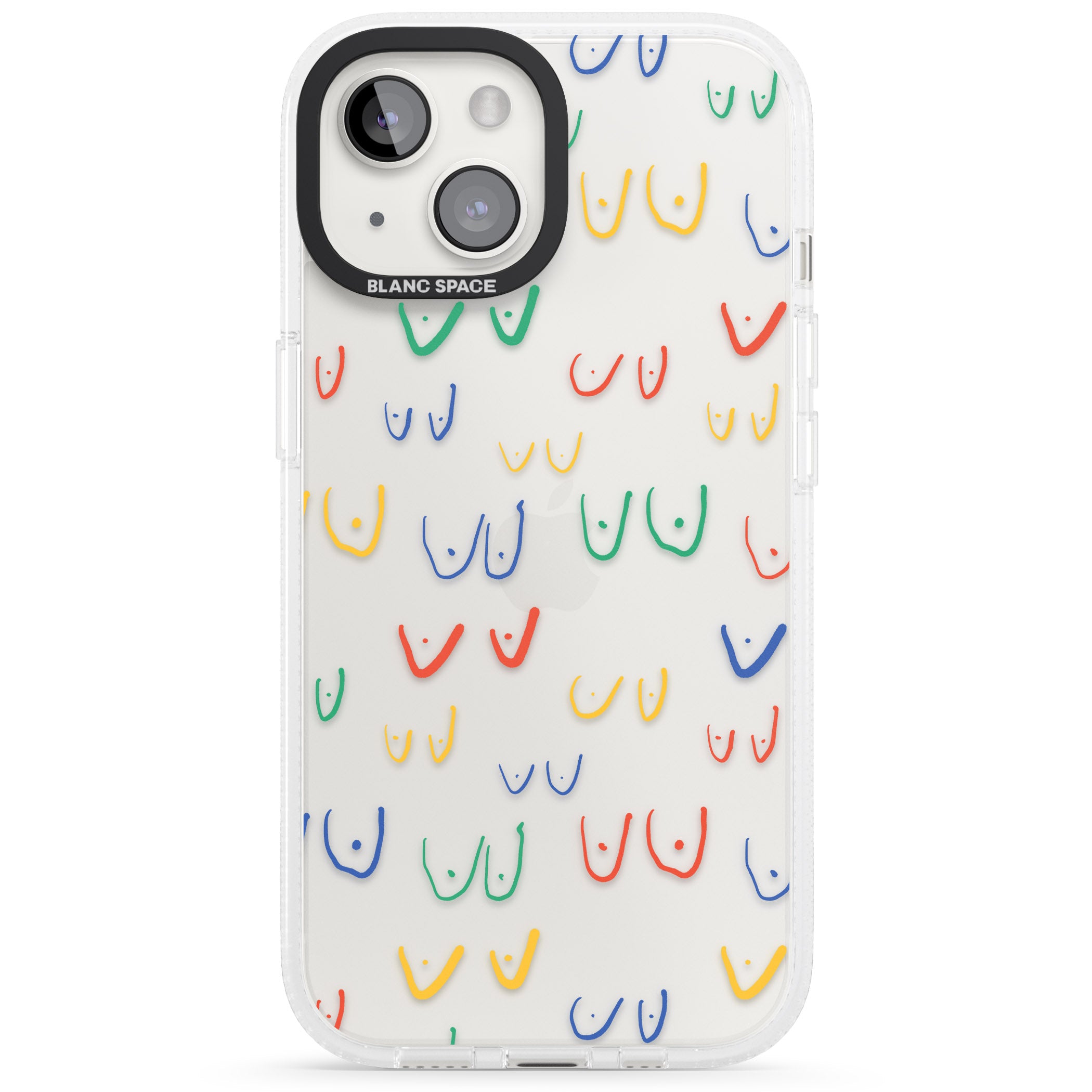 Free the boob (Mixed Colours) iPhone 15 / 14 / 13 Clear Case Impact Air - Blanc Space