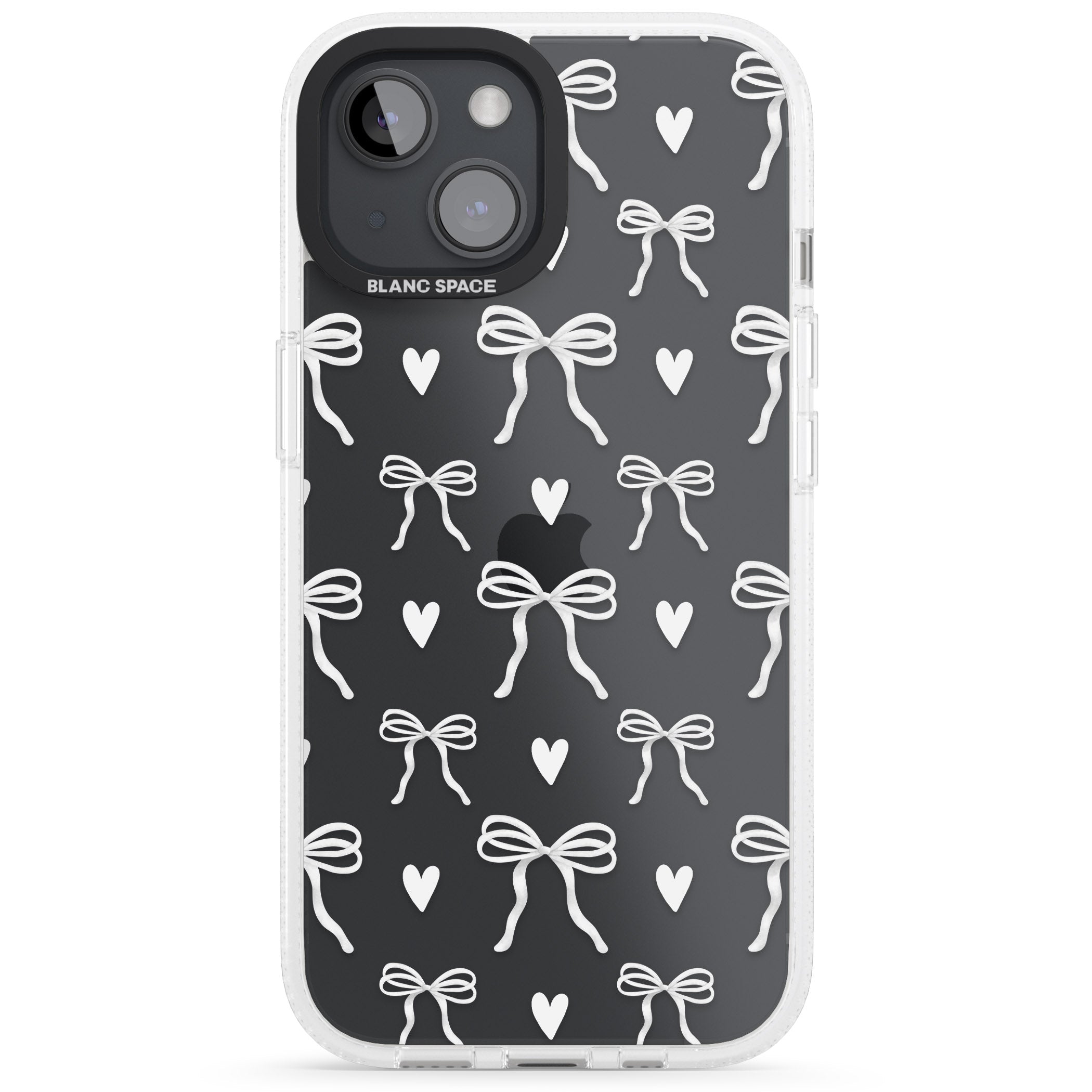 White Bows & Hearts iPhone 15 / 14 / 13 Clear Case Impact Air - Blanc Space