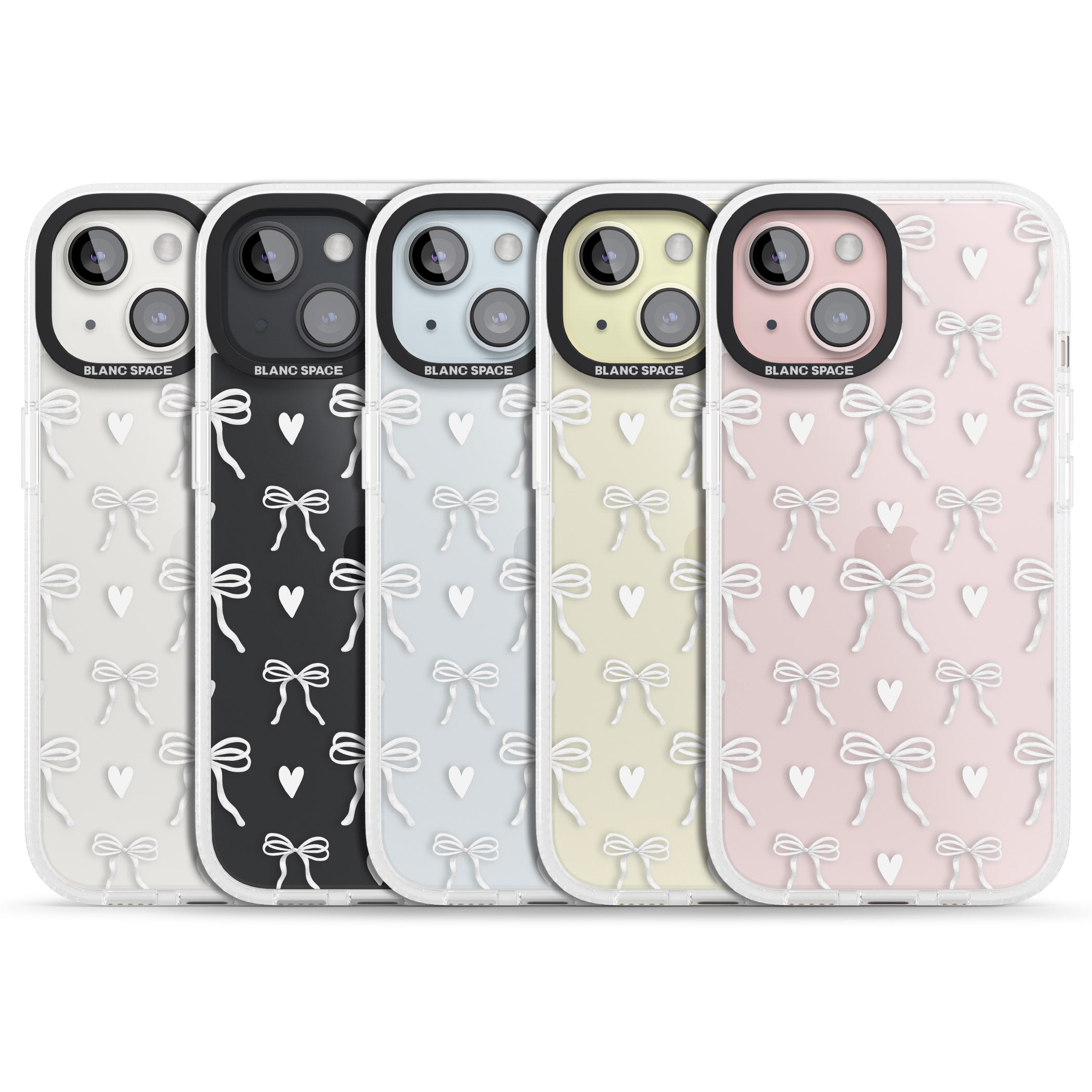 White Bows & Hearts iPhone 15 / 14 / 13 Clear Case Impact Air - Blanc Space