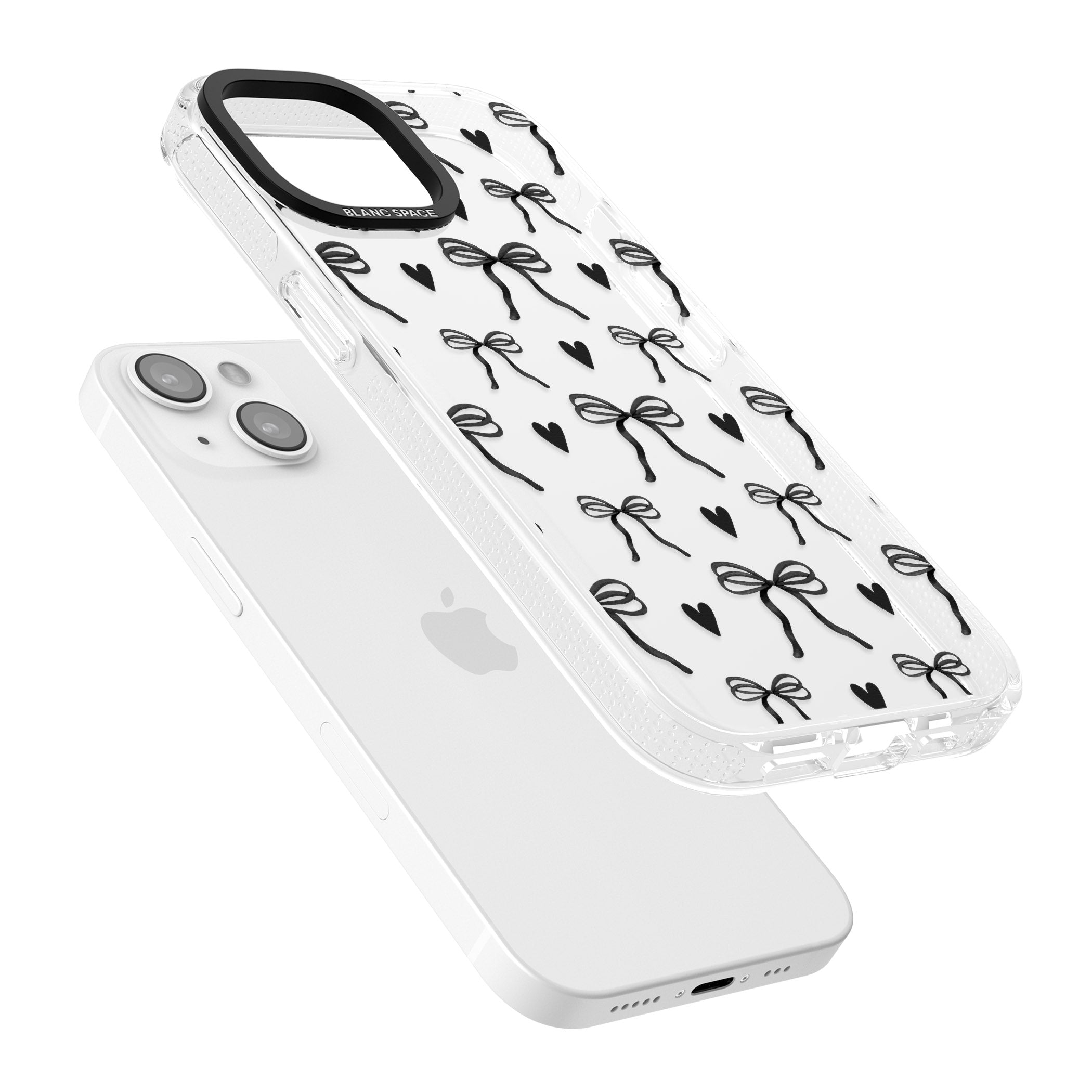Black Bows & Hearts iPhone 15 / 14 / 13 Clear Case Impact Air - Blanc Space
