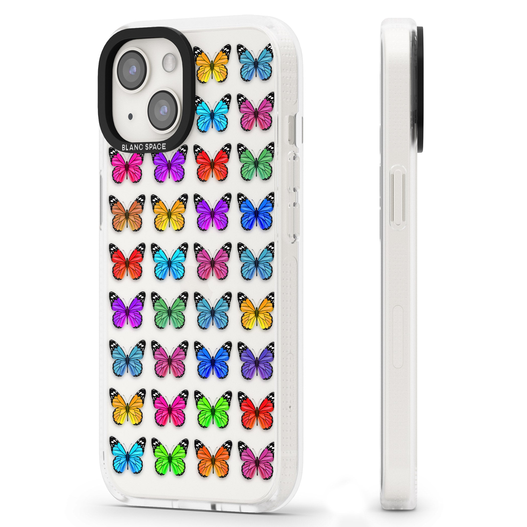 Colourful Butterfly Pattern iPhone 15 / 14 / 13 Clear Case Impact Air - Blanc Space