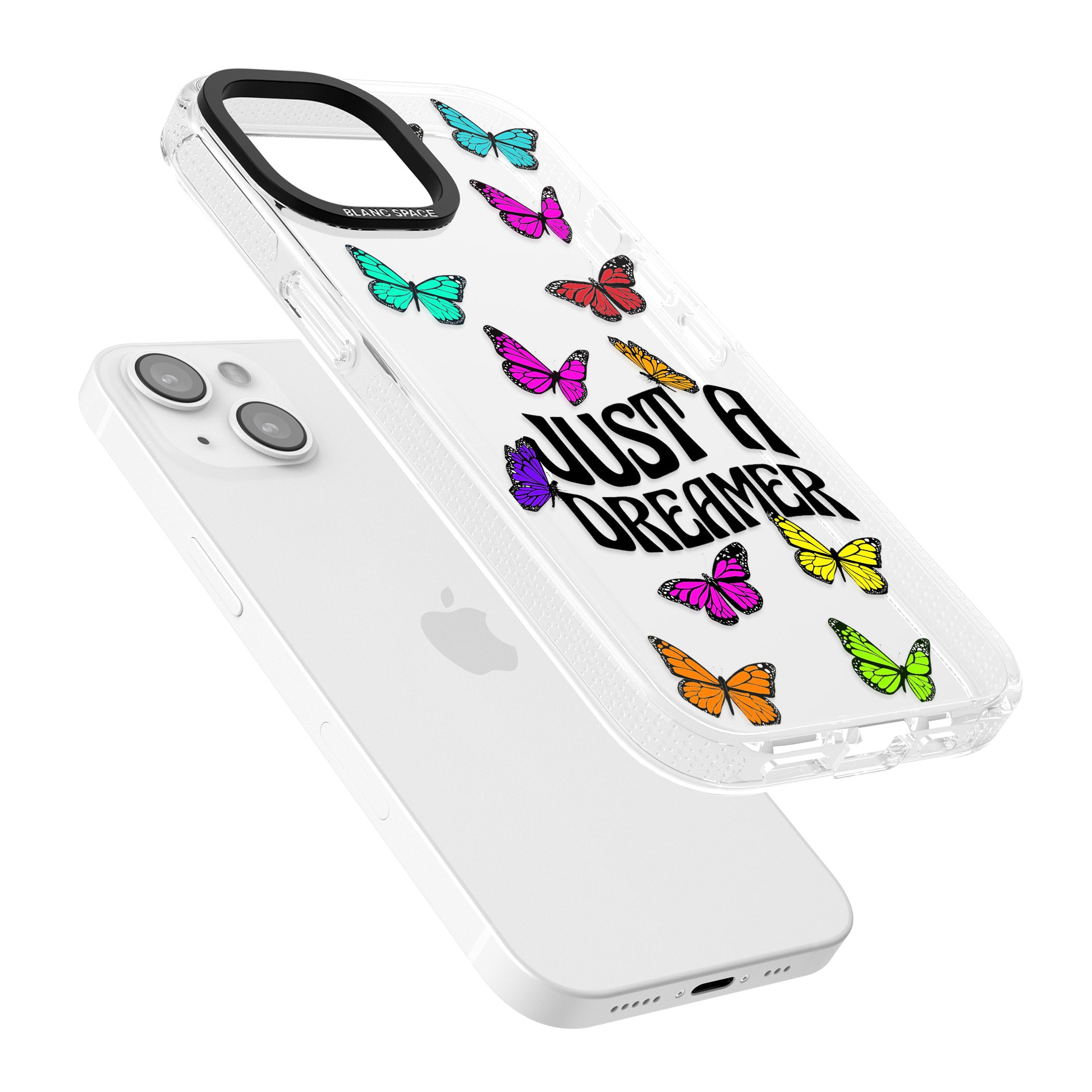 Just a Dreamer Butterfly iPhone 15 / 14 / 13 Clear Case Impact Air - Blanc Space