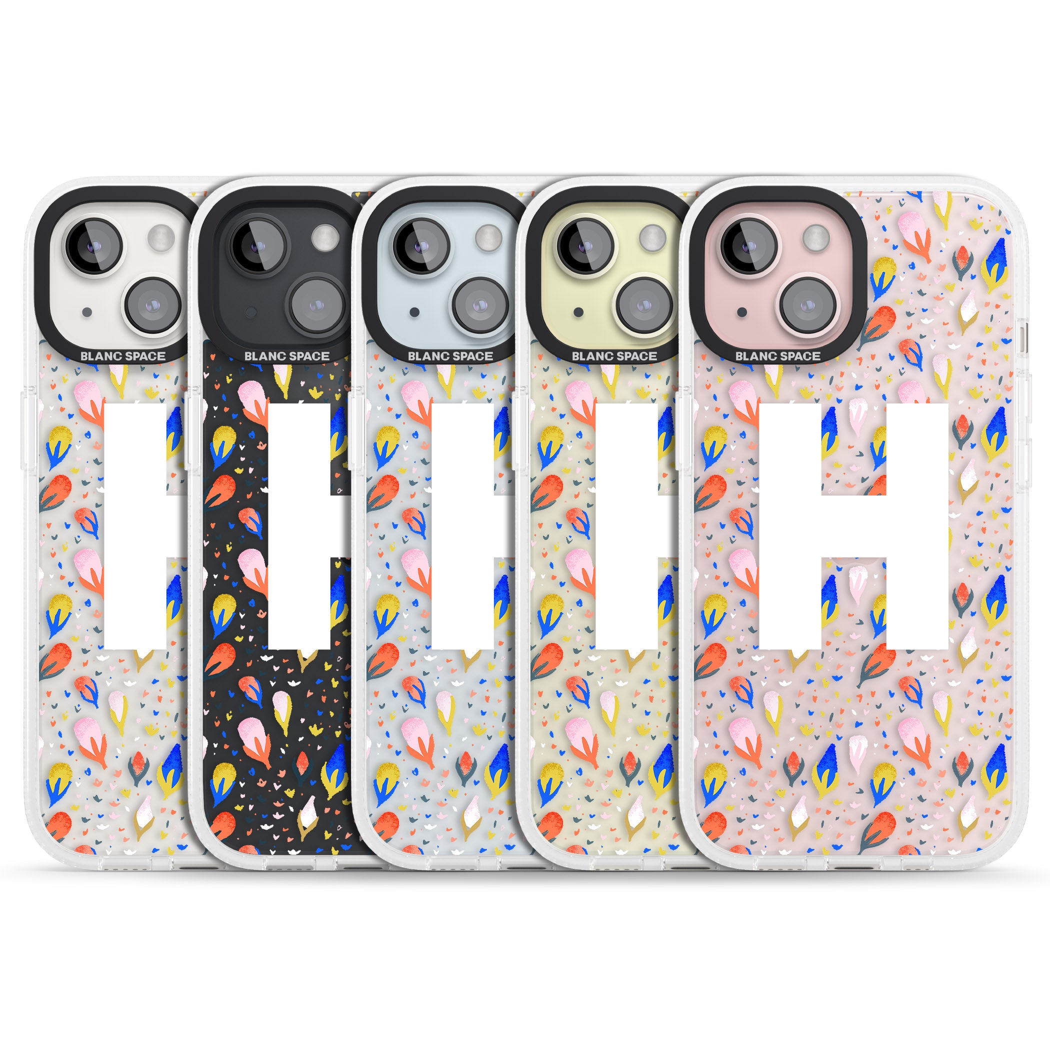Personalised White Monogram Floral iPhone 15 / 14 / 13 Clear Case Impact Air - Blanc Space