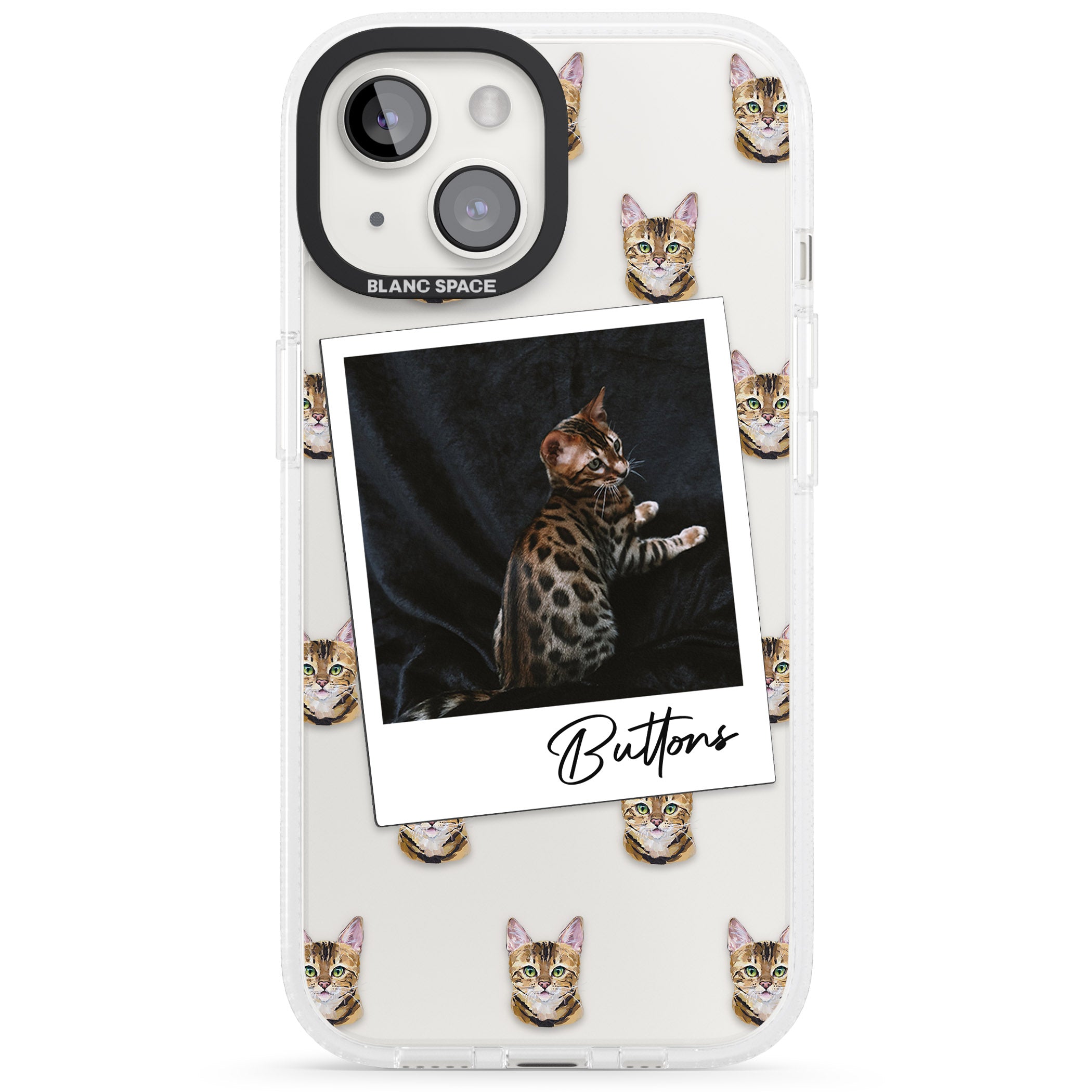Personalised Bengal Cat Photo iPhone 15 / 14 / 13 Clear Case Impact Air - Blanc Space