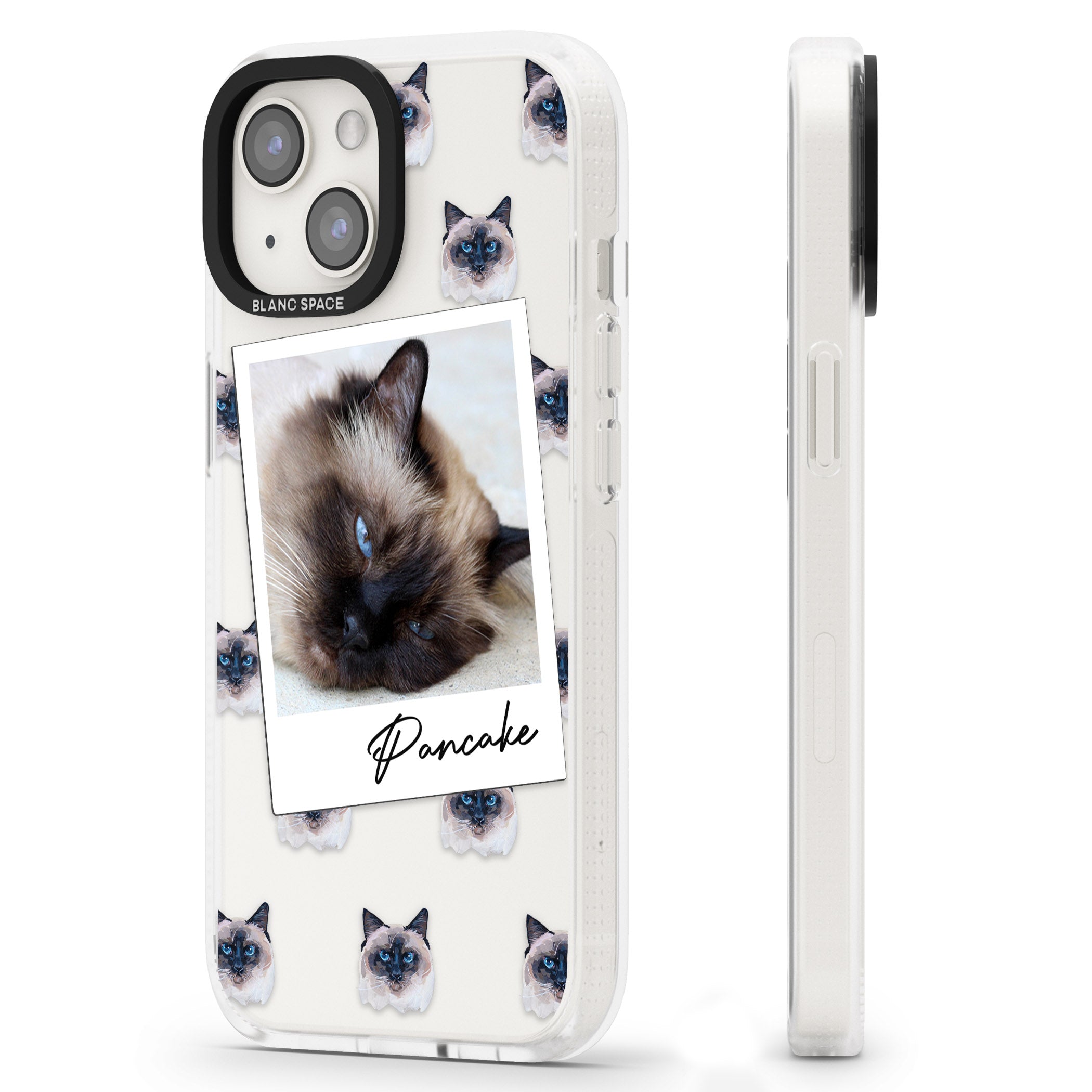 Personalised Burmese Cat Photo iPhone 15 / 14 / 13 Clear Case Impact Air - Blanc Space