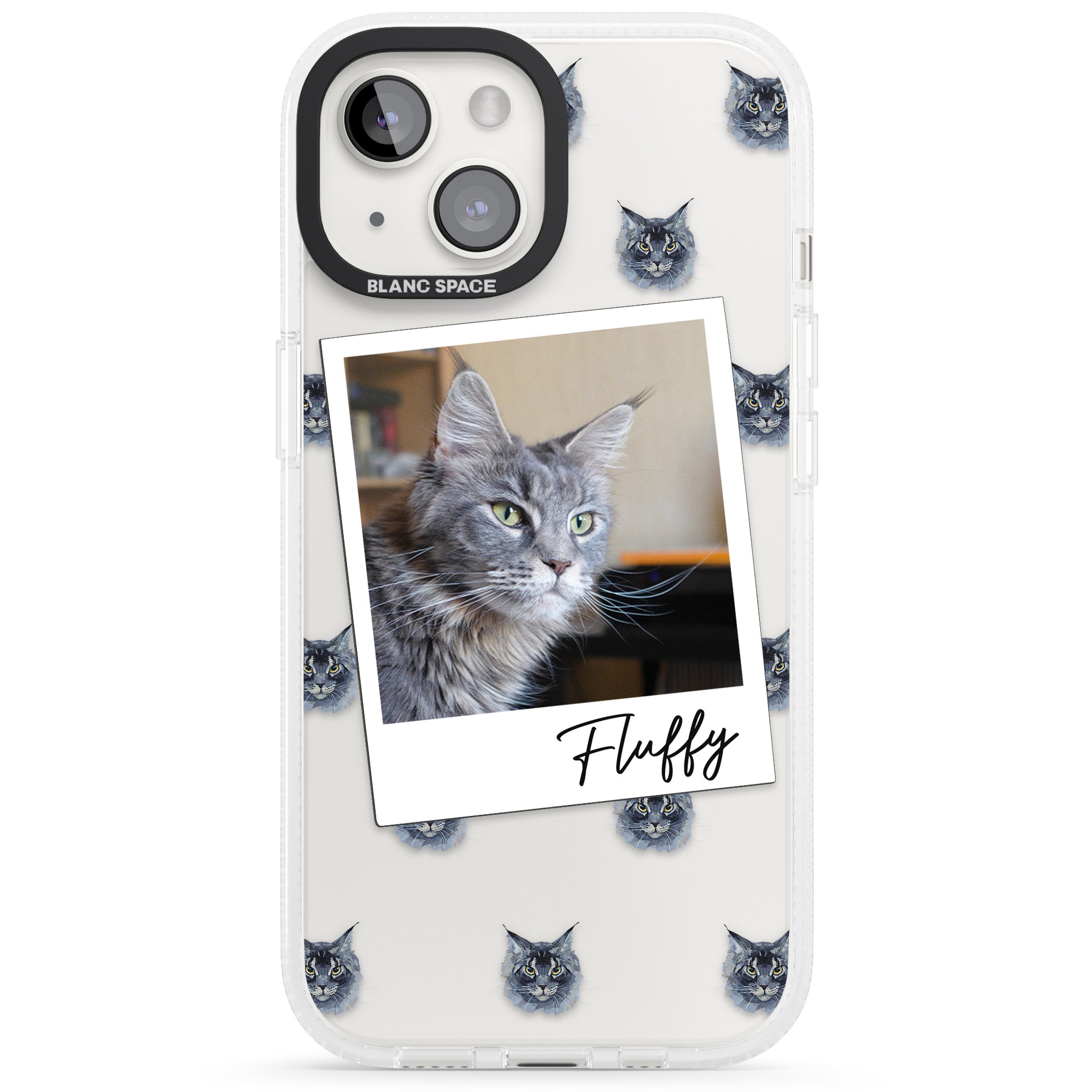 Personalised Maine Coon Photo iPhone 15 / 14 / 13 Clear Case Impact Air - Blanc Space