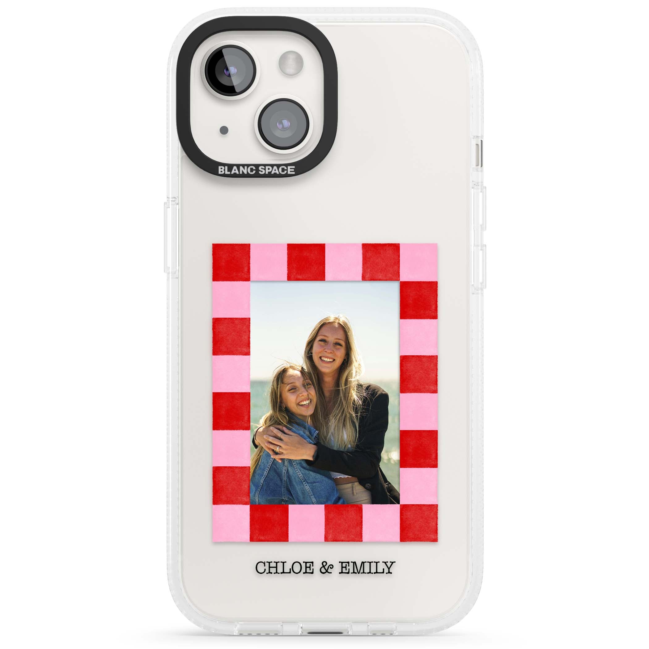 Bubblegum Check Photo for her iPhone case | Clear Case Impact Air case for iPhone 15, iPhone 15 Plus