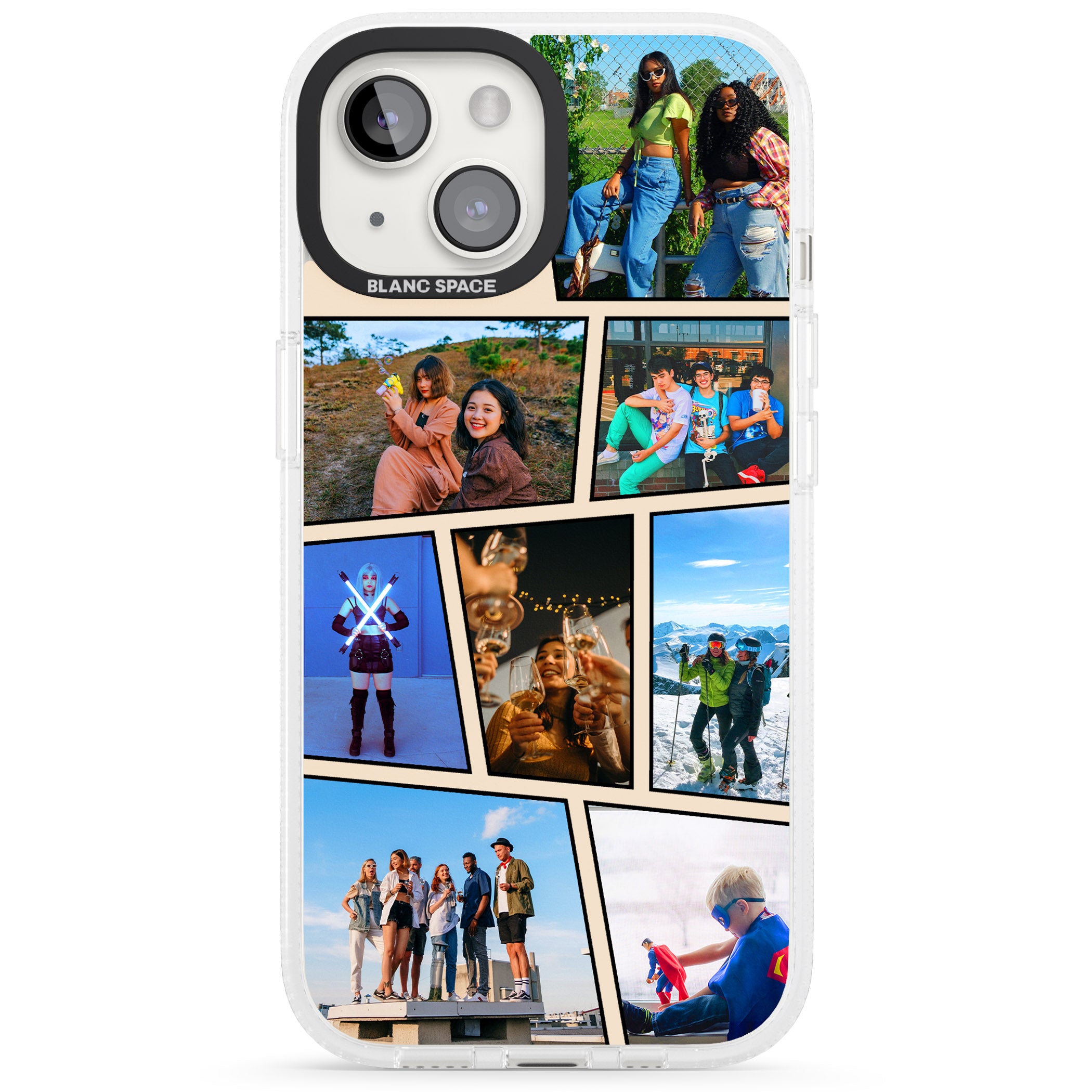 Comic Strip Photo iPhone 15 / 14 / 13 Clear Case Impact Air - Blanc Space
