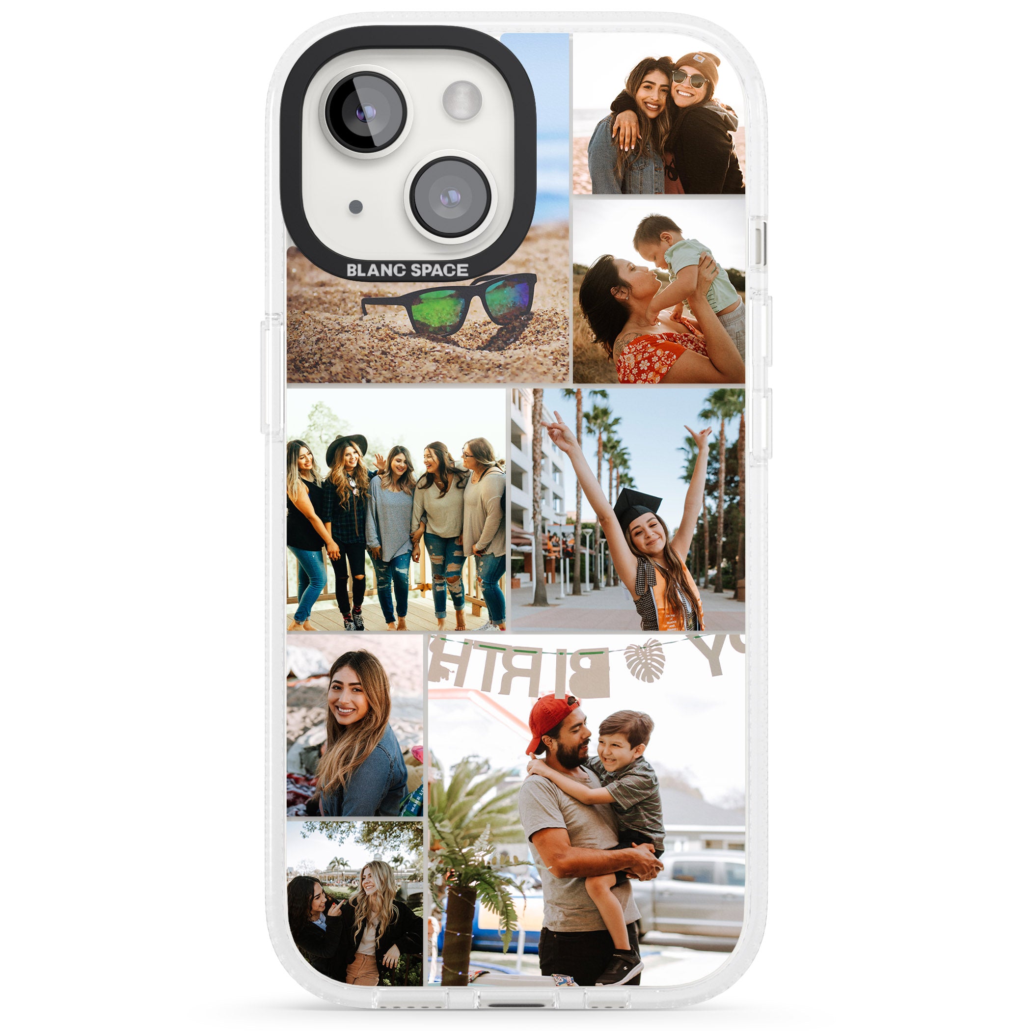 Personalised Photo Grid iPhone 15 / 14 / 13 Clear Case Impact Air - Blanc Space
