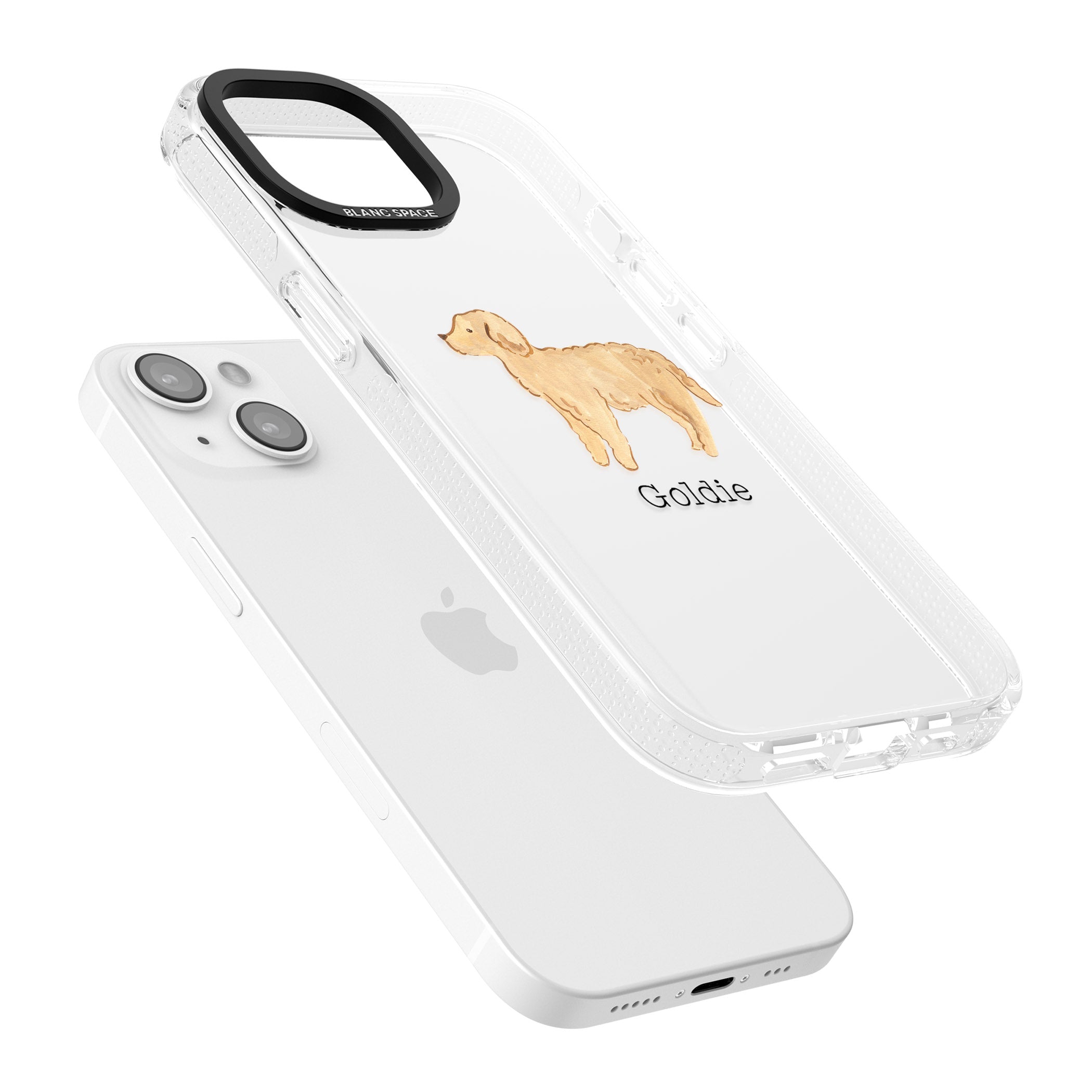 Personalised Hand Painted Goldendoodle iPhone 15 / 14 / 13 Clear Case Impact Air - Blanc Space