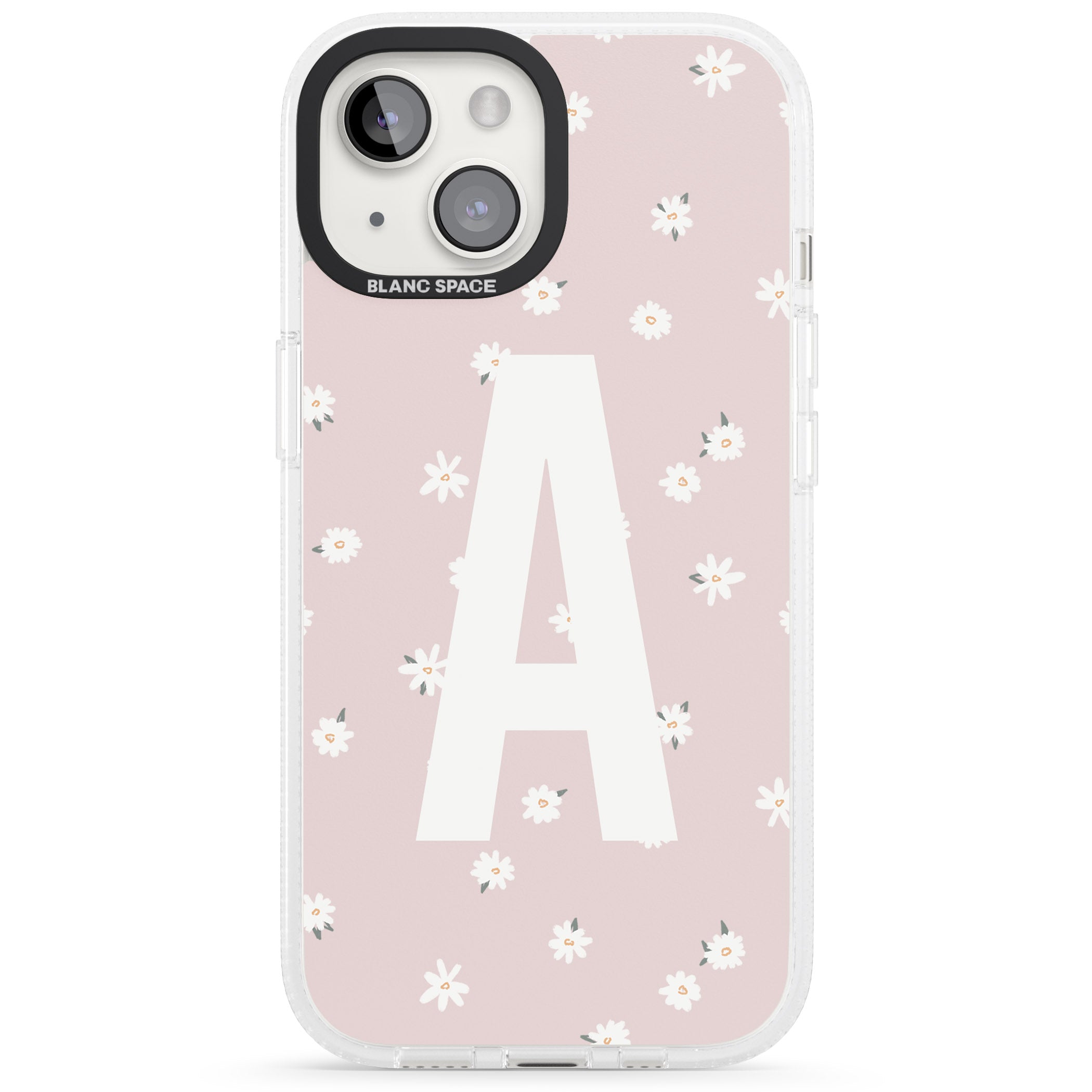 Personalised Pink Daisy Personalised iPhone 15 / 14 / 13 Clear Case Impact Air - Blanc Space