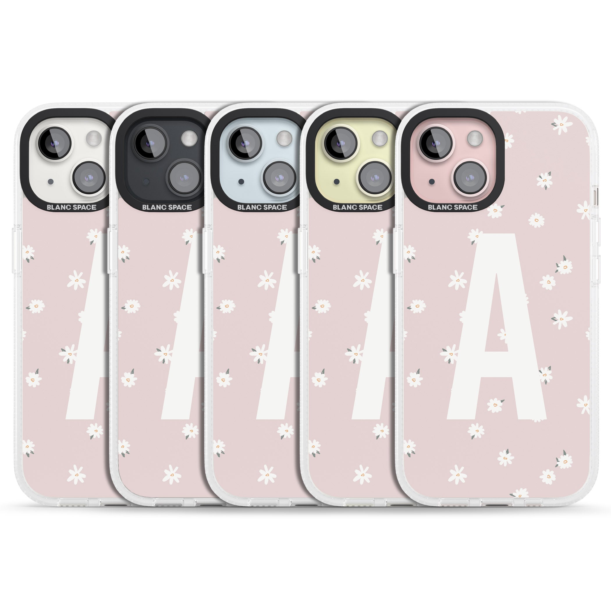 Personalised Pink Daisy Personalised iPhone 15 / 14 / 13 Clear Case Impact Air - Blanc Space