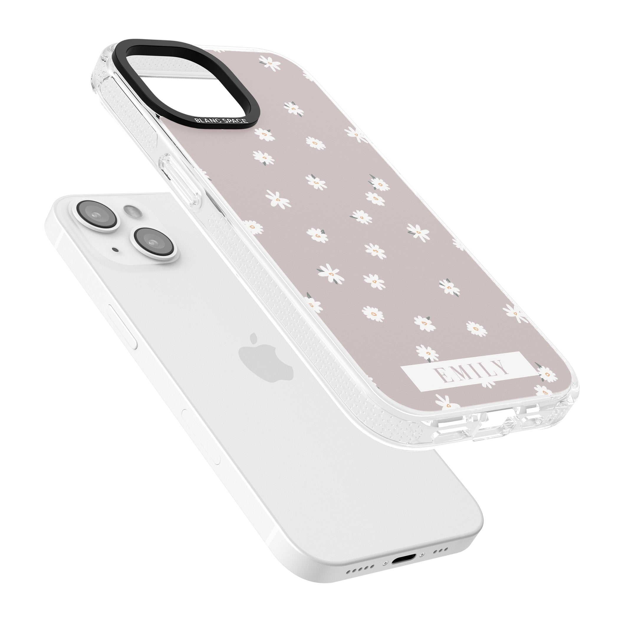 Personalised Dusty Rose Personalised iPhone 15 / 14 / 13 Clear Case Impact Air - Blanc Space