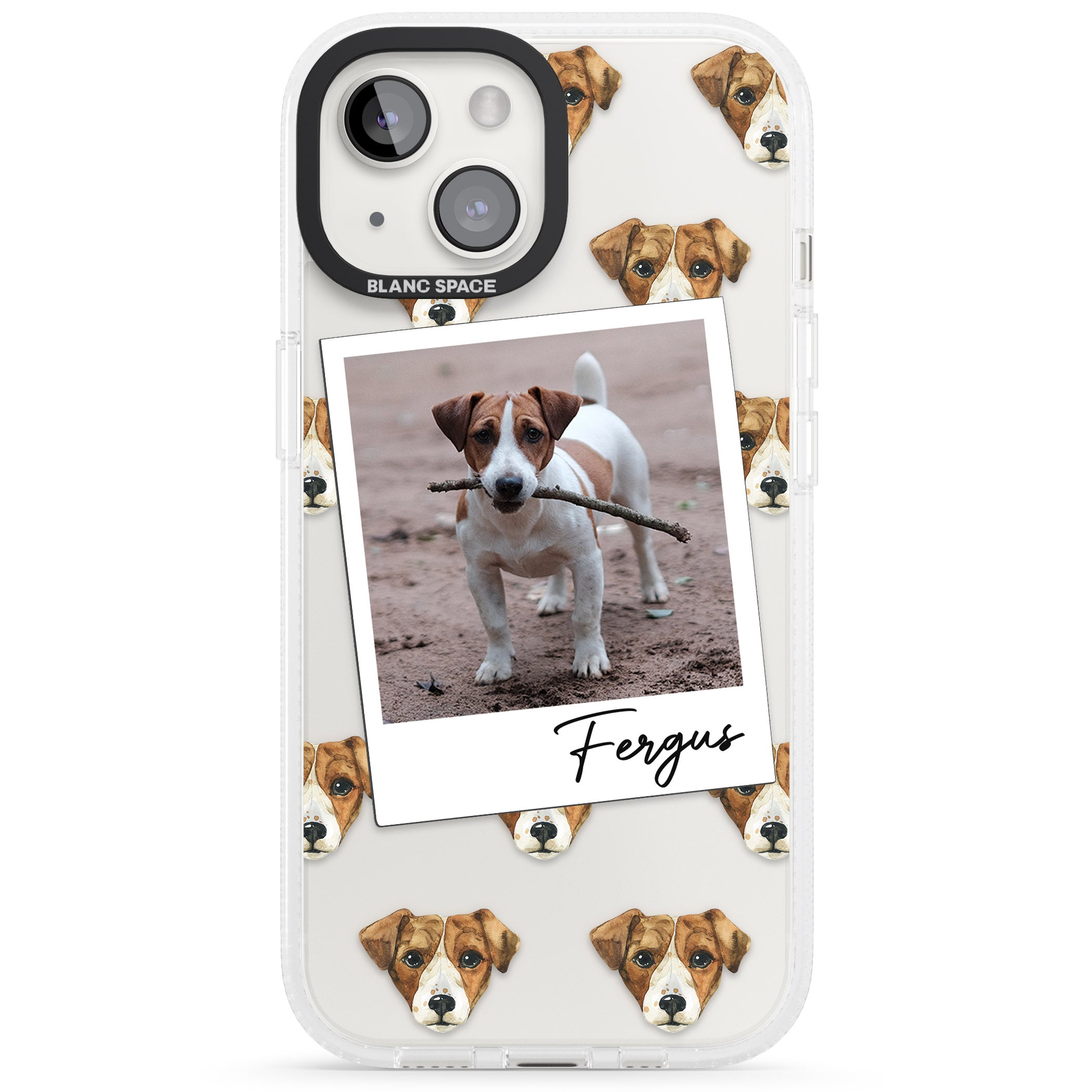 Personalised Jack Russell - Dog Photo iPhone 15 / 14 / 13 Clear Case Impact Air - Blanc Space