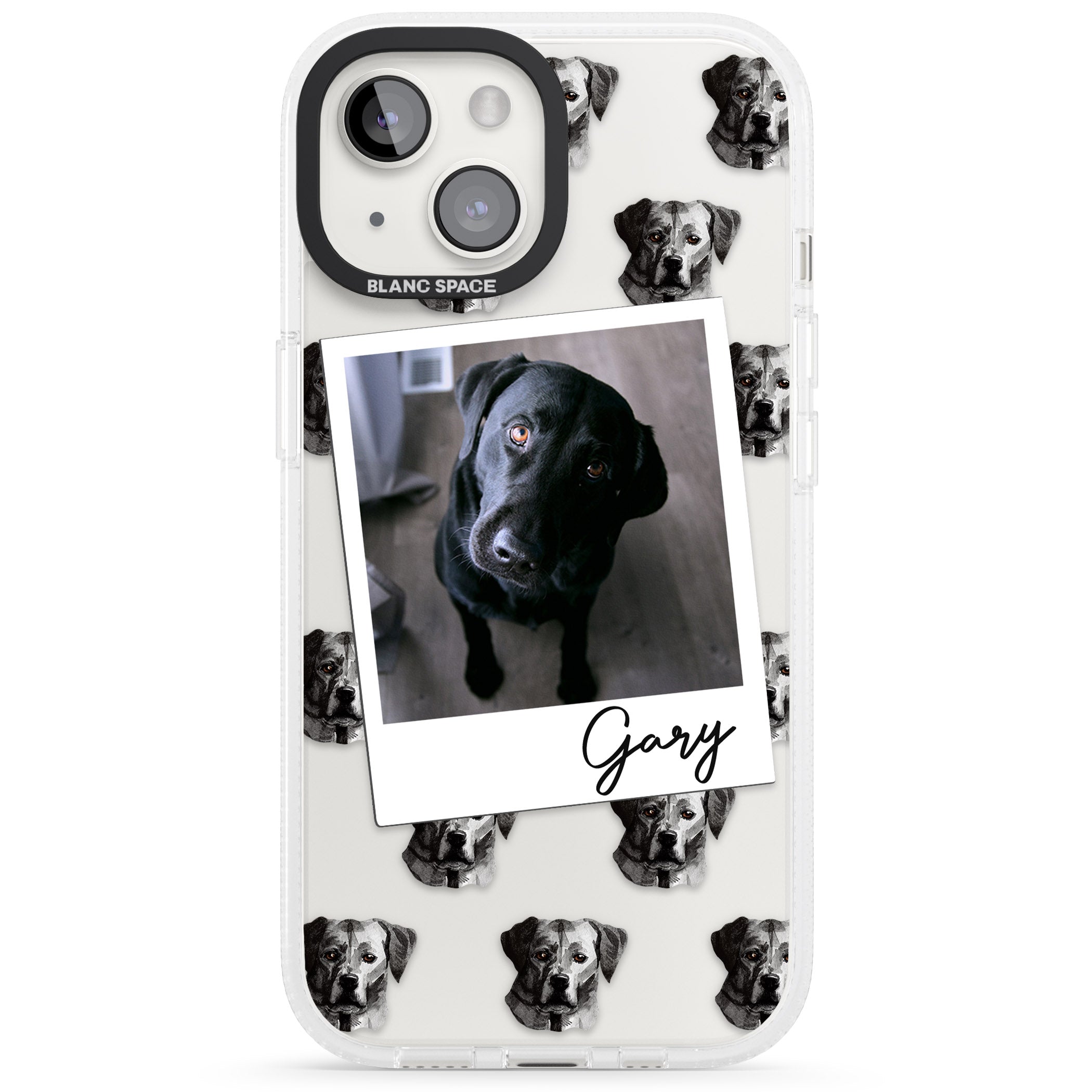 Personalised Labrador, Black - Dog Photo iPhone 15 / 14 / 13 Clear Case Impact Air - Blanc Space