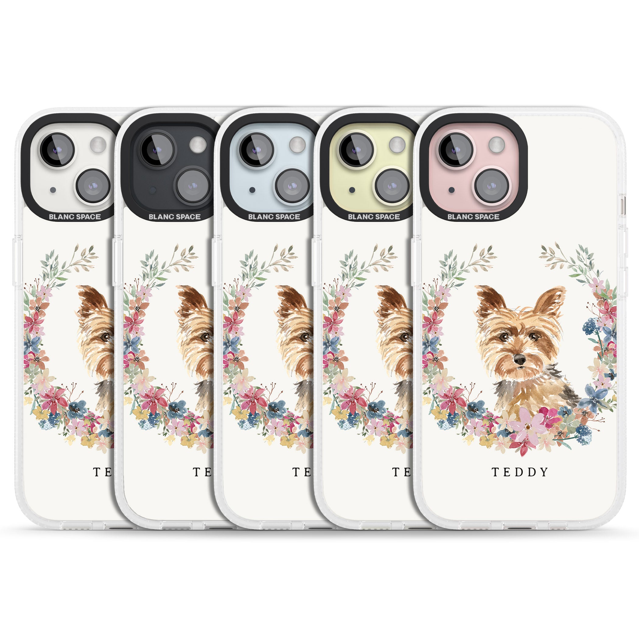 Personalised Yorkshire Terrier - Watercolour Dog Portrait iPhone 15 / 14 / 13 Clear Case Impact Air - Blanc Space