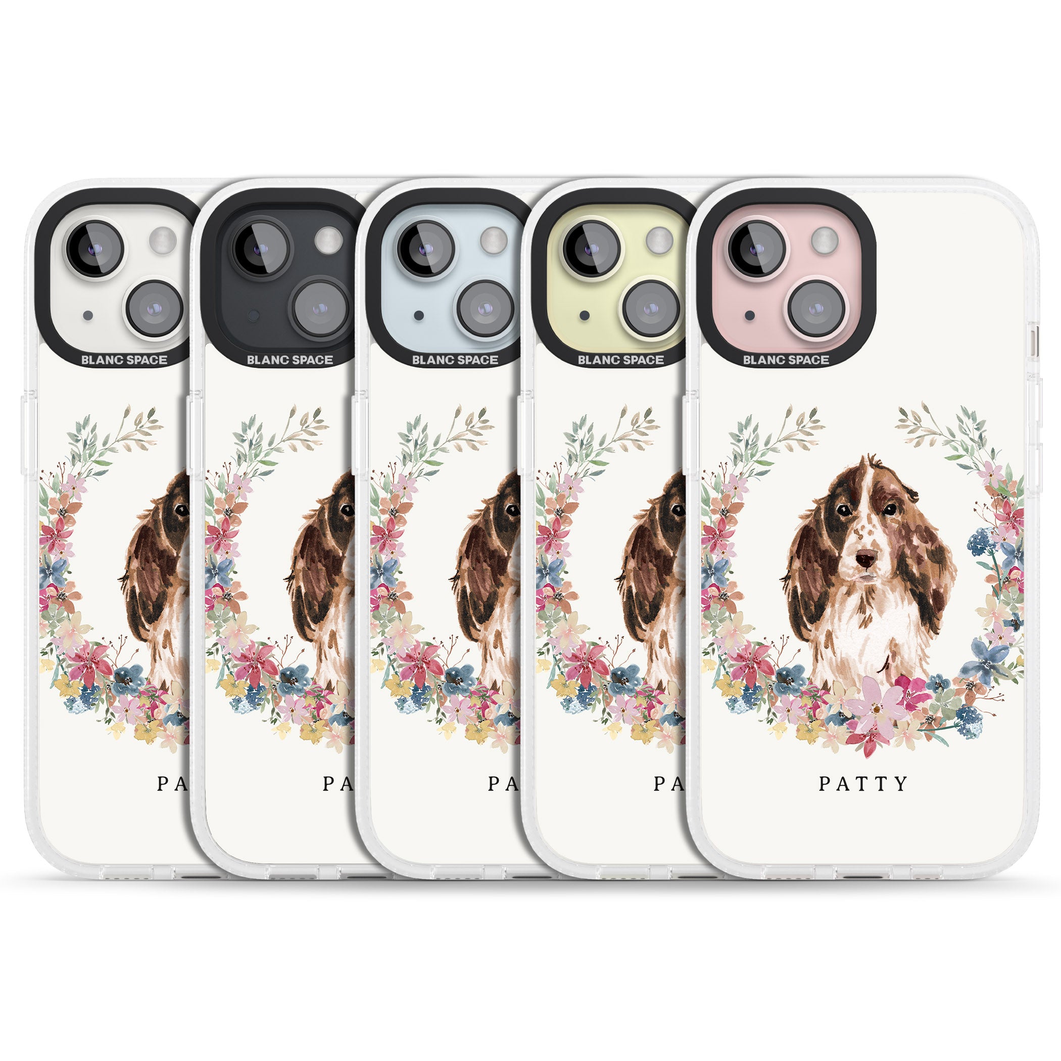 Personalised Brown Cocker Spaniel - Watercolour Dog Portrait iPhone 15 / 14 / 13 Clear Case Impact Air - Blanc Space