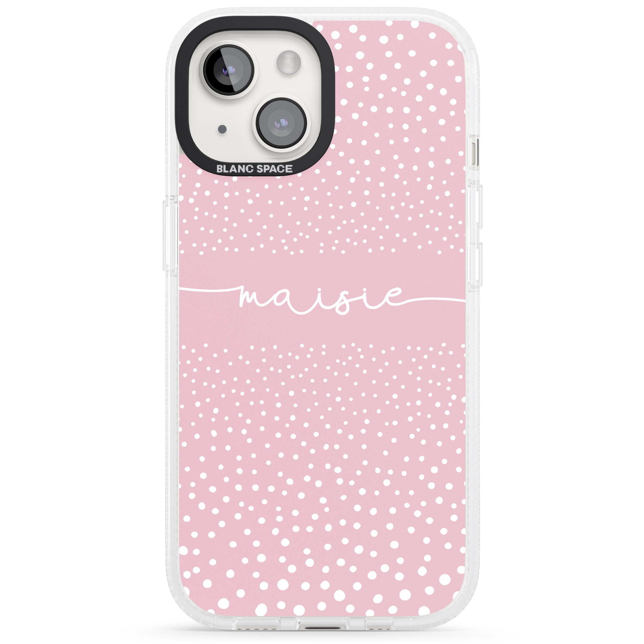 Personalised Pink Dots iPhone 15 / 14 / 13 Clear Case Impact Air - Blanc Space