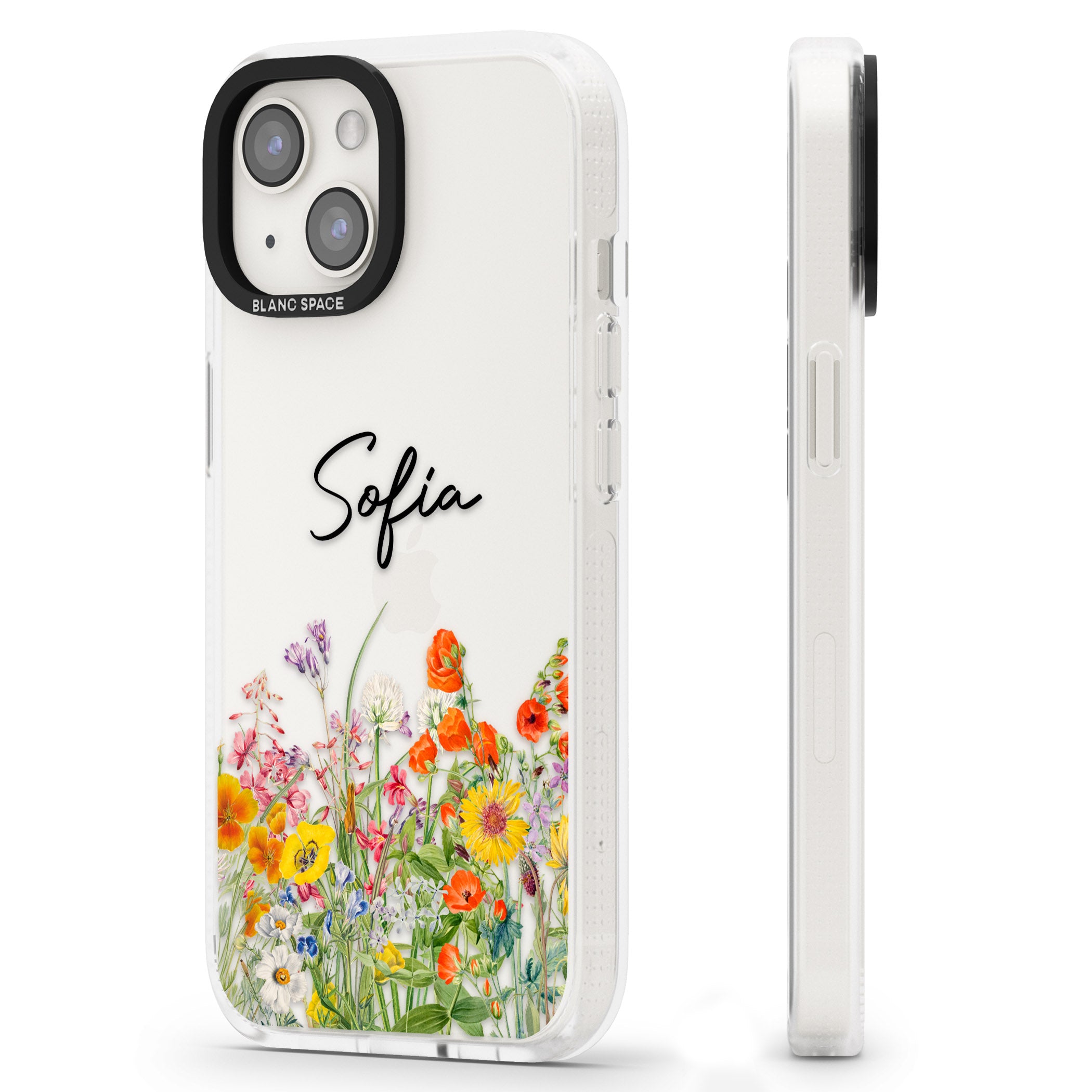 Personalised Summer Wildflowers iPhone 15 / 14 / 13 Clear Case Impact Air - Blanc Space