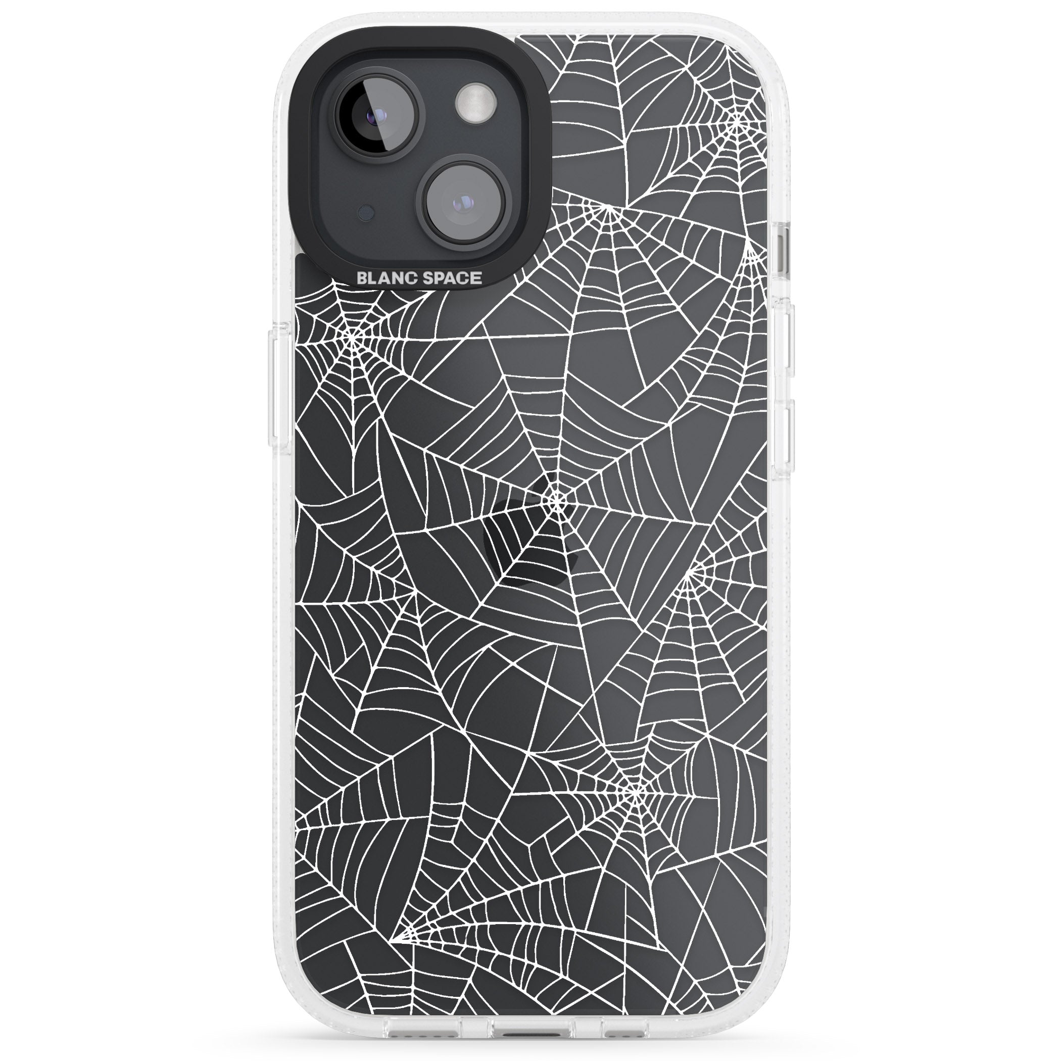 Personalised Spider Web Pattern iPhone 15 / 14 / 13 Clear Case Impact Air - Blanc Space