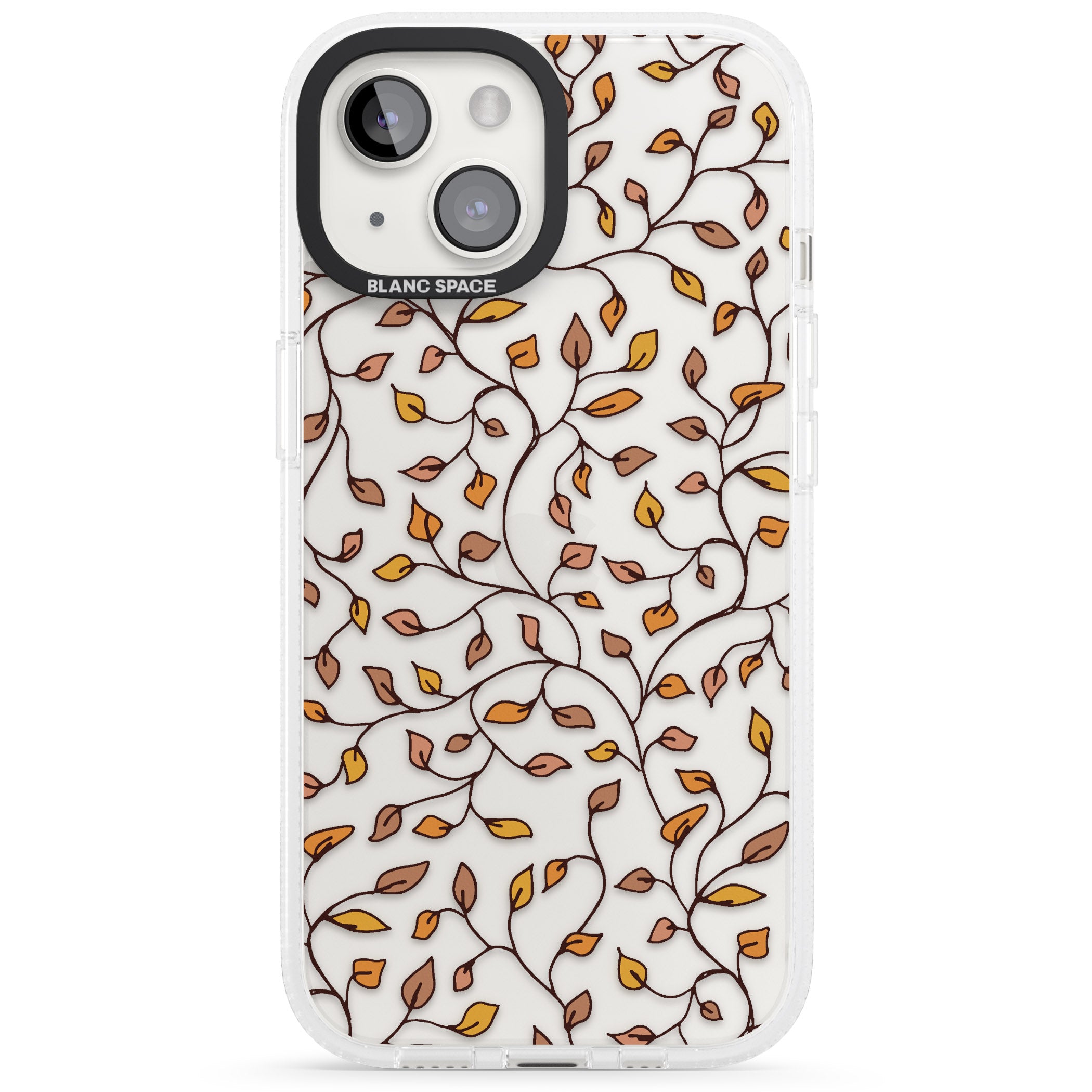 Personalised Autumn Leaves Pattern iPhone 15 / 14 / 13 Clear Case Impact Air - Blanc Space