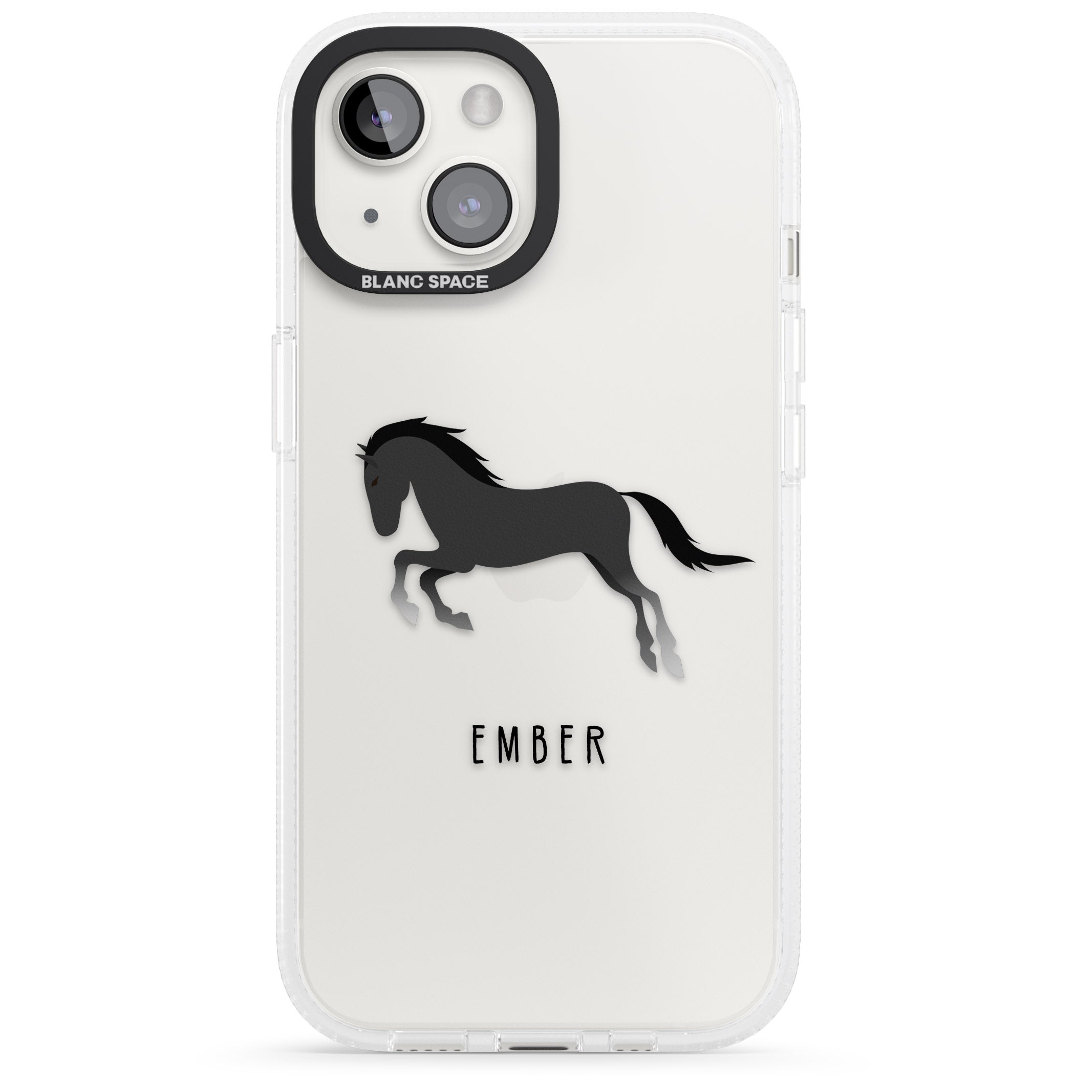 Personalised Black Horse iPhone 15 / 14 / 13 Clear Case Impact Air - Blanc Space