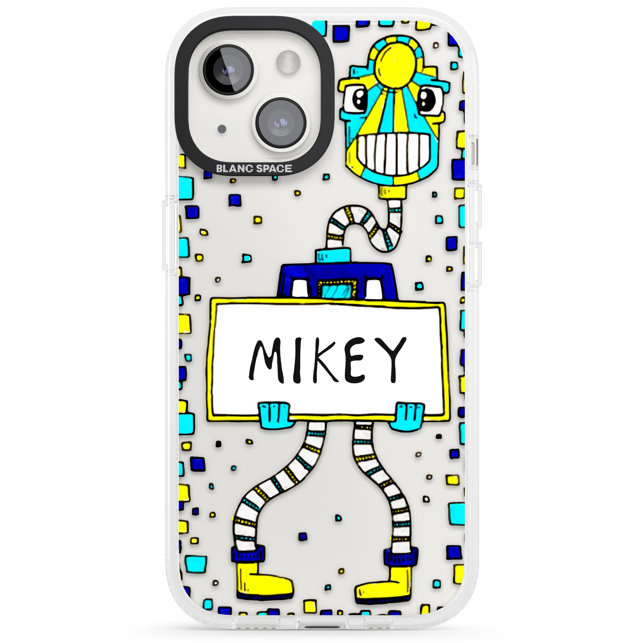 Personalised Tubes Guy iPhone 15 / 14 / 13 Clear Case Impact Air - Blanc Space