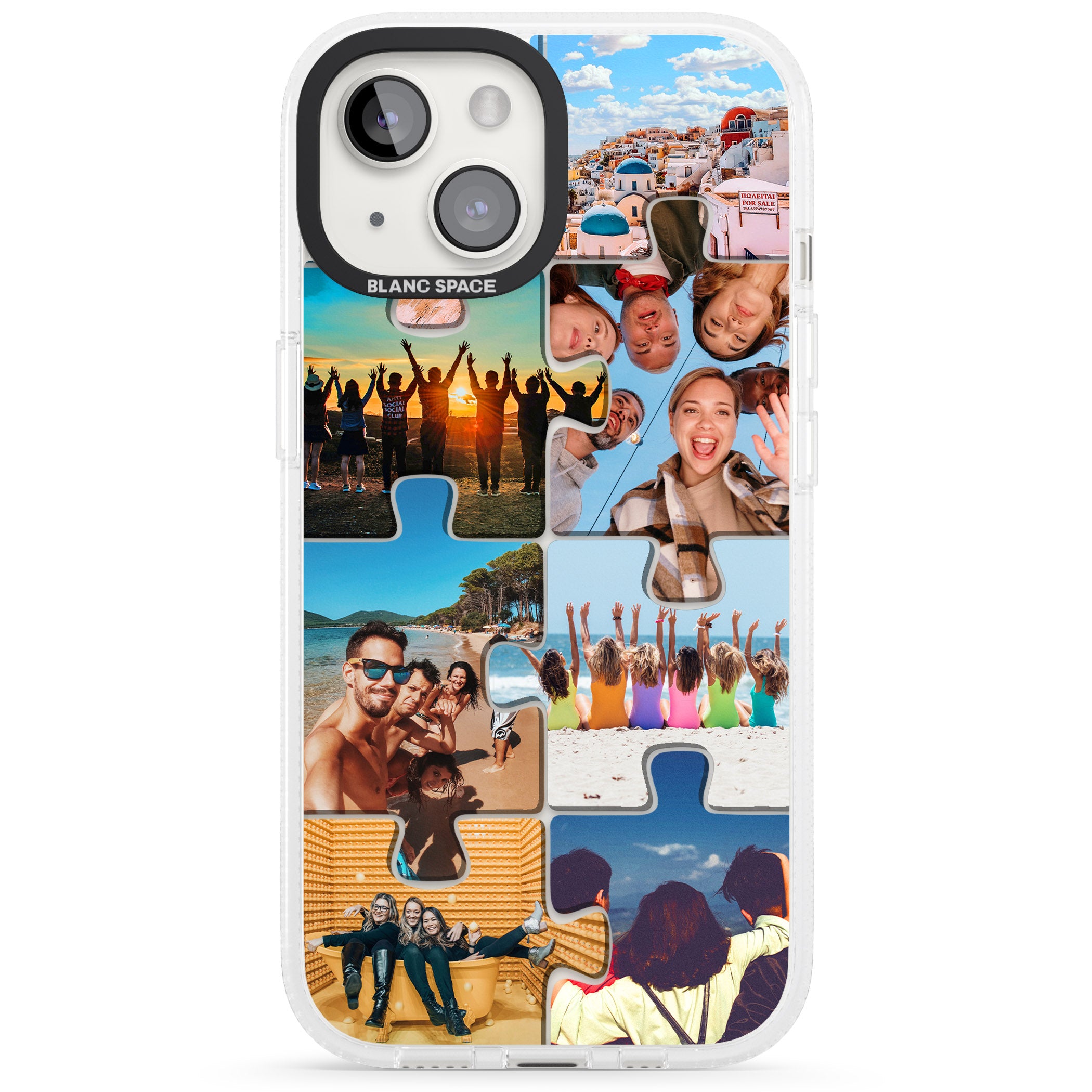 Personalised Jigsaw Photo Grid iPhone 15 / 14 / 13 Clear Case Impact Air - Blanc Space