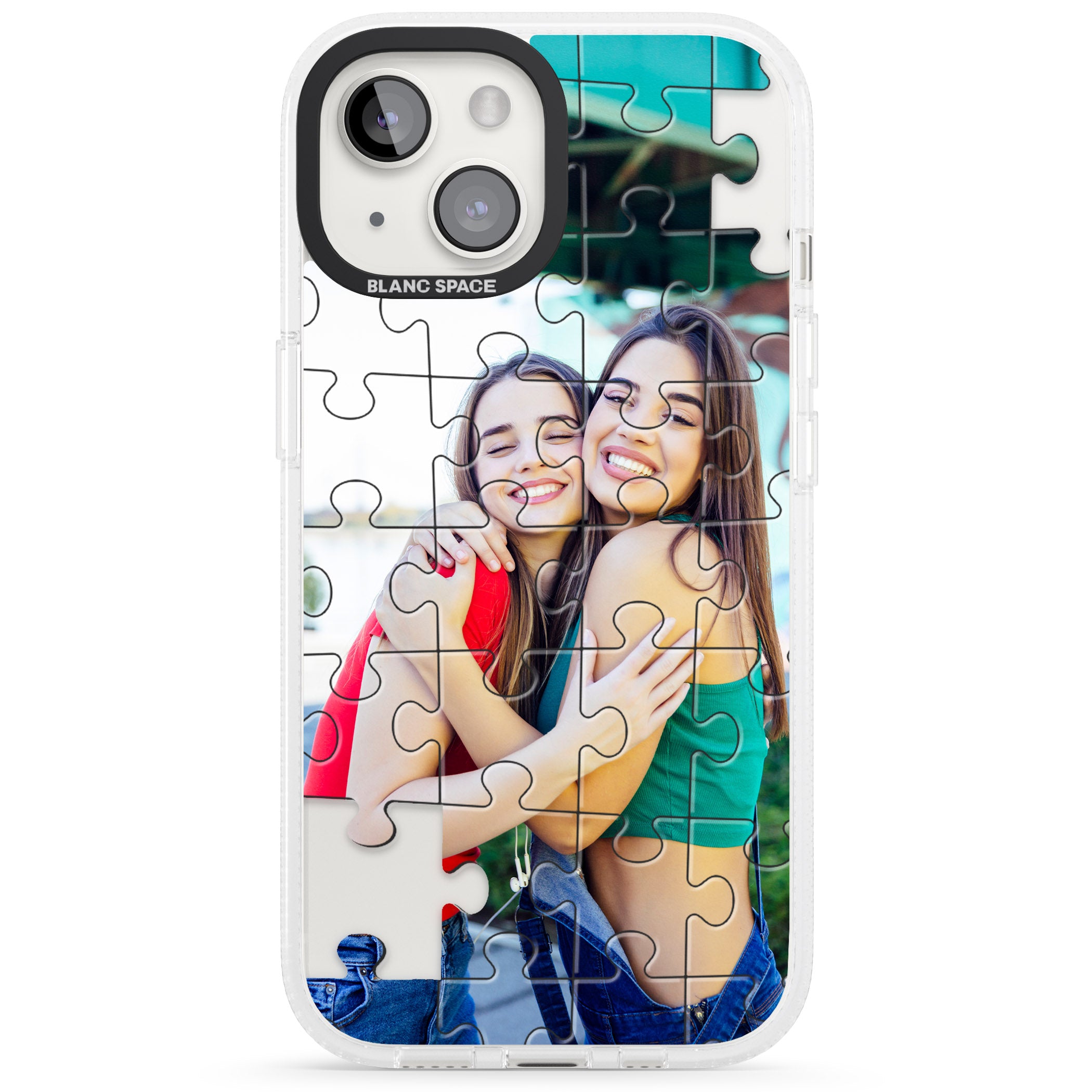 Personalised Jigsaw Puzzle Photo iPhone 15 / 14 / 13 Clear Case Impact Air - Blanc Space