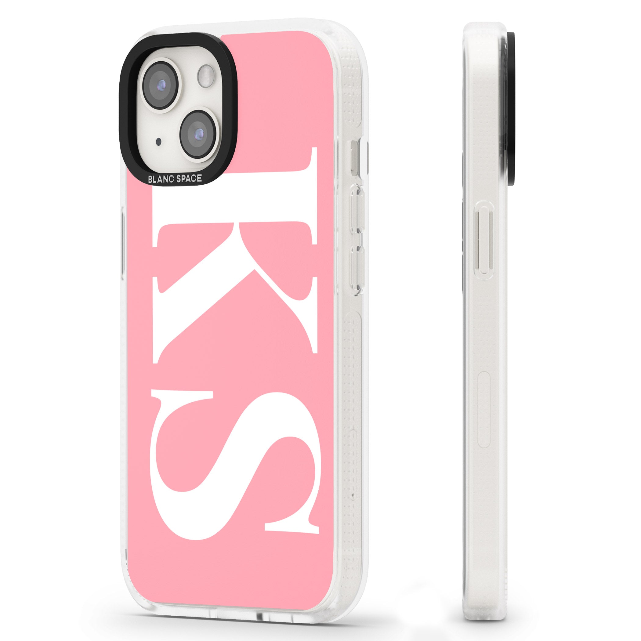 Personalised White & Pink Letters iPhone 15 / 14 / 13 Clear Case Impact Air - Blanc Space
