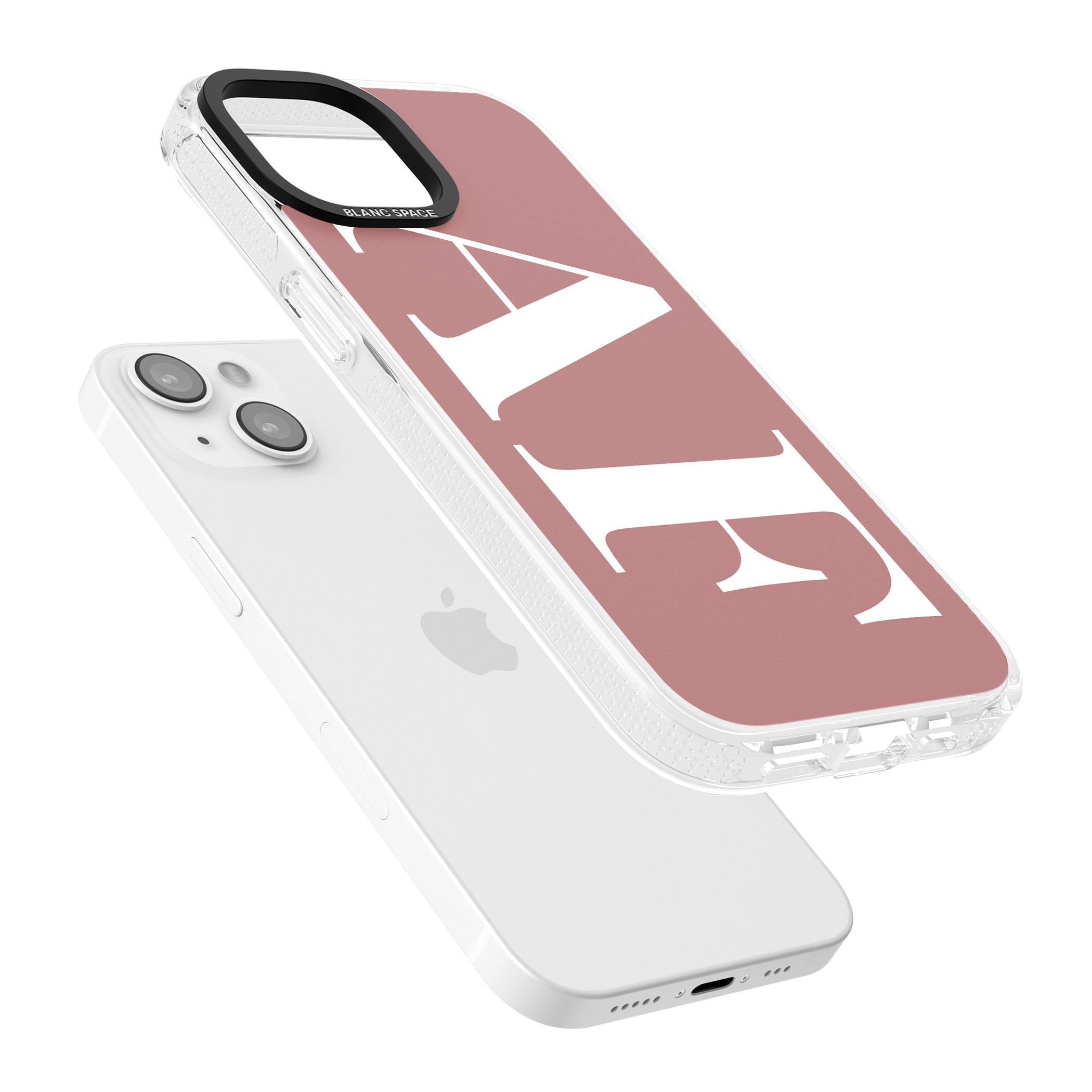 Personalised White & Rose Personalised iPhone 15 / 14 / 13 Clear Case Impact Air - Blanc Space