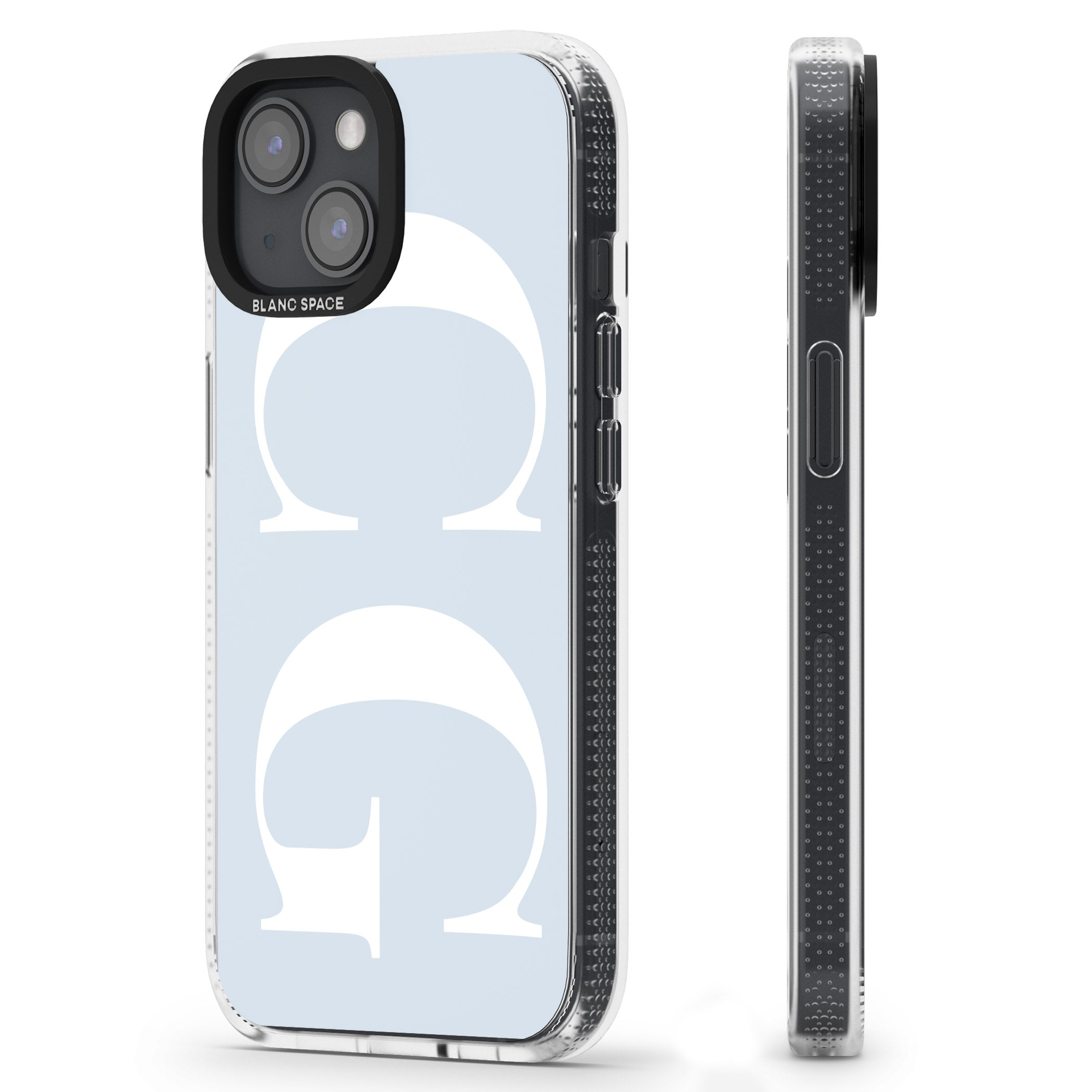 Personalised White & Blue Personalised iPhone 15 / 14 / 13 Clear Case Impact Air - Blanc Space