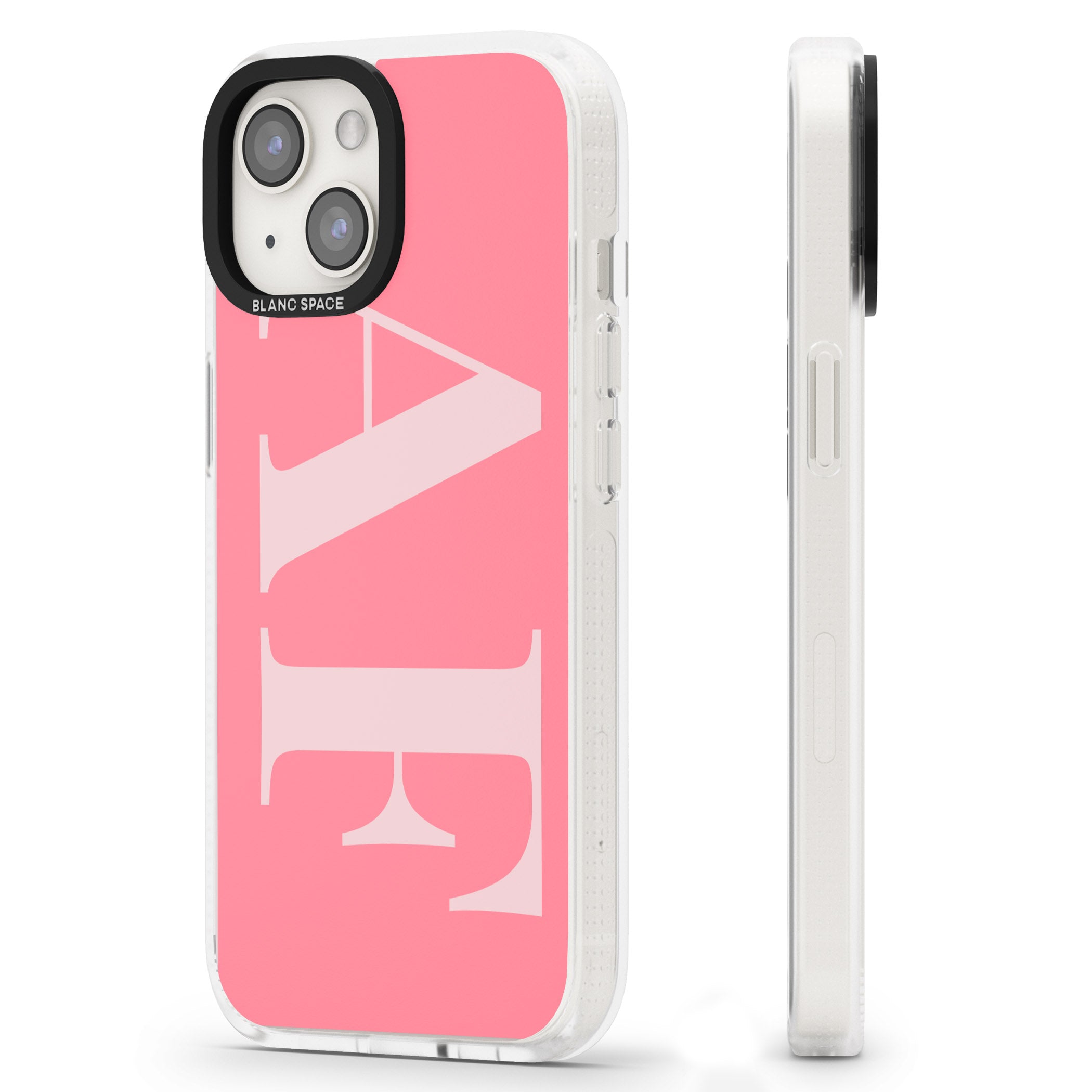 Personalised Light & Dark Pink Personalised iPhone 15 / 14 / 13 Clear Case Impact Air - Blanc Space