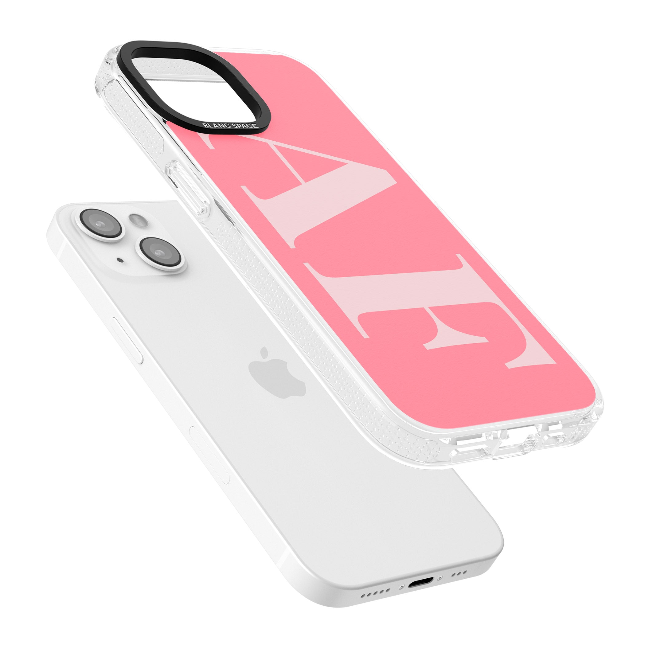 Personalised Light & Dark Pink Personalised iPhone 15 / 14 / 13 Clear Case Impact Air - Blanc Space