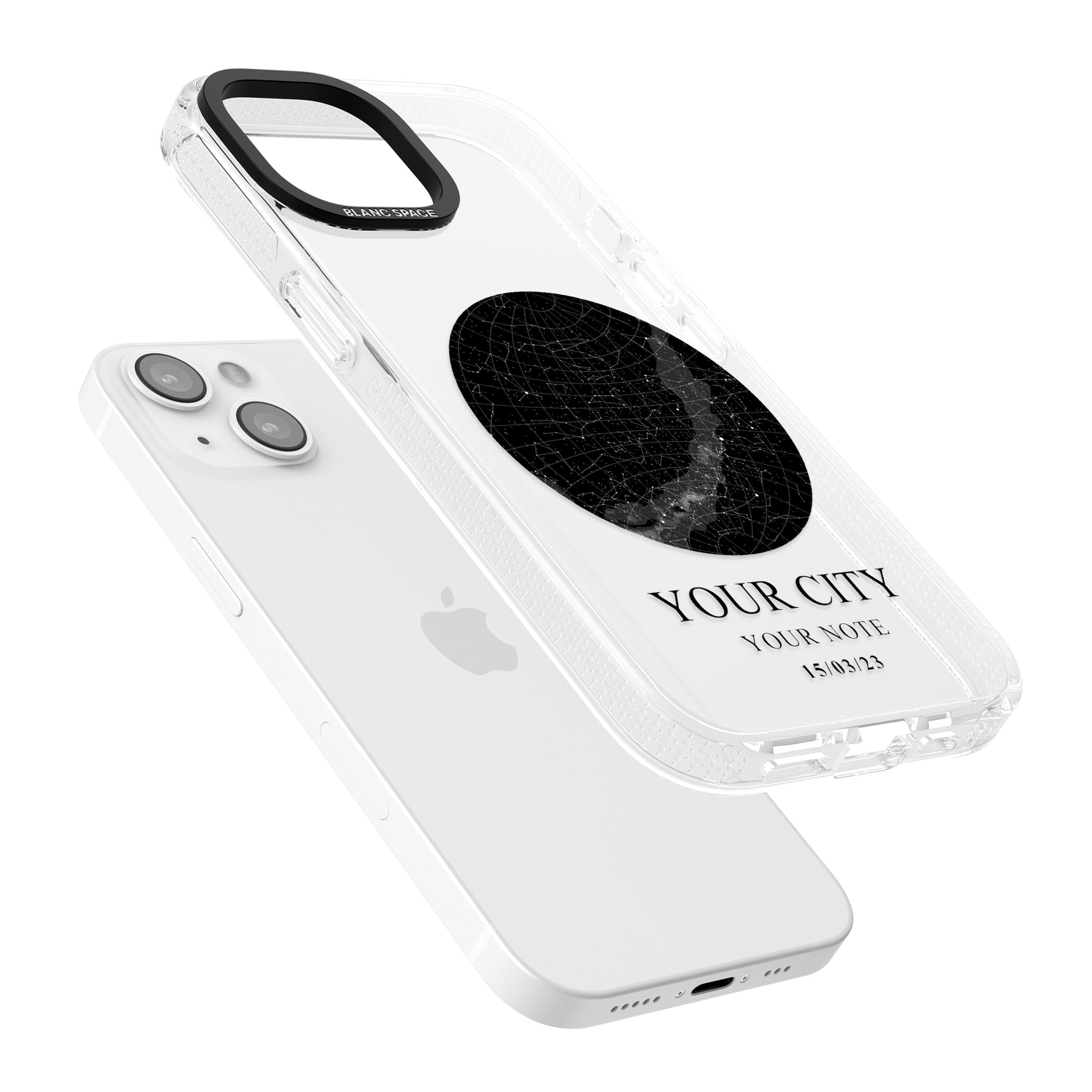 Personalised Star Map iPhone 15 / 14 / 13 Clear Case Impact Air - Blanc Space