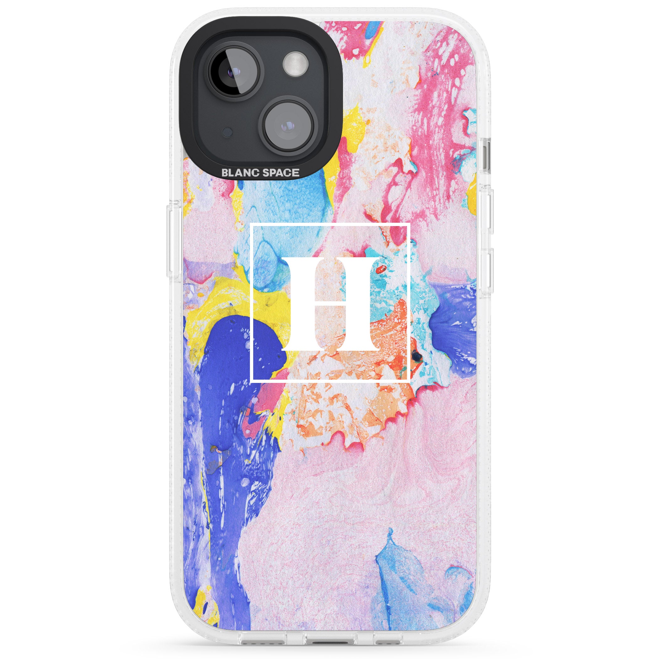 Personalised Mixed Pastels Marbled Paper iPhone 15 / 14 / 13 Clear Case Impact Air - Blanc Space
