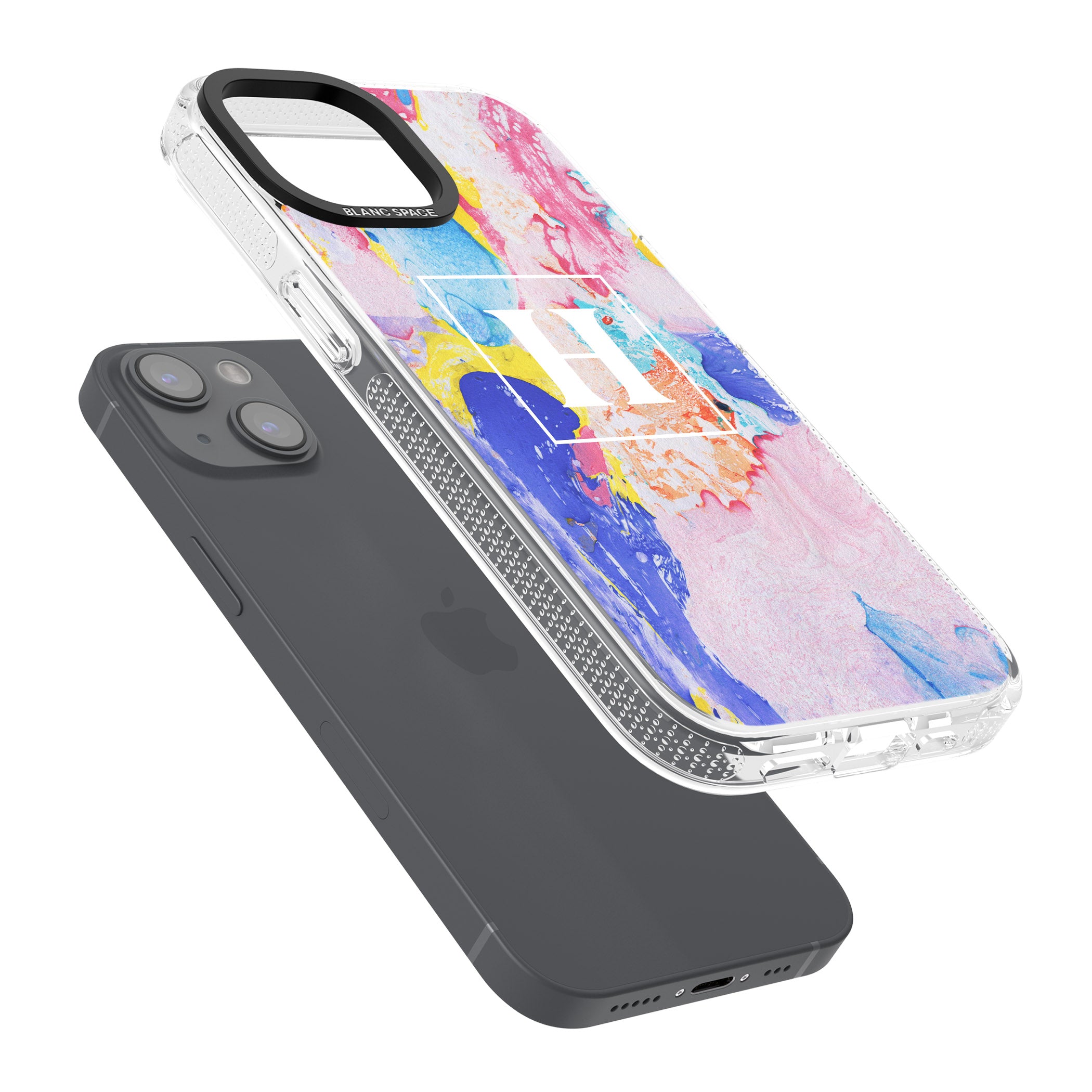 Personalised Mixed Pastels Marbled Paper iPhone 15 / 14 / 13 Clear Case Impact Air - Blanc Space