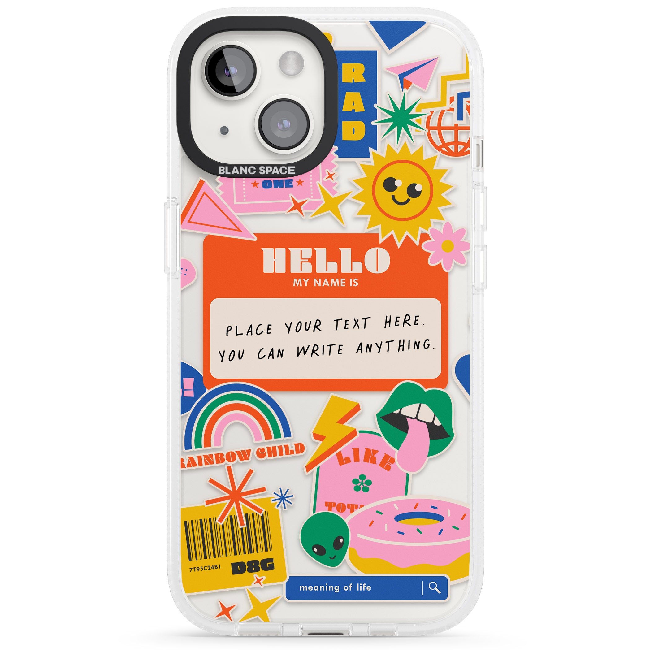 Personalised Nostalgia Sticker Mix #2 iPhone 15 / 14 / 13 Clear Case Impact Air - Blanc Space