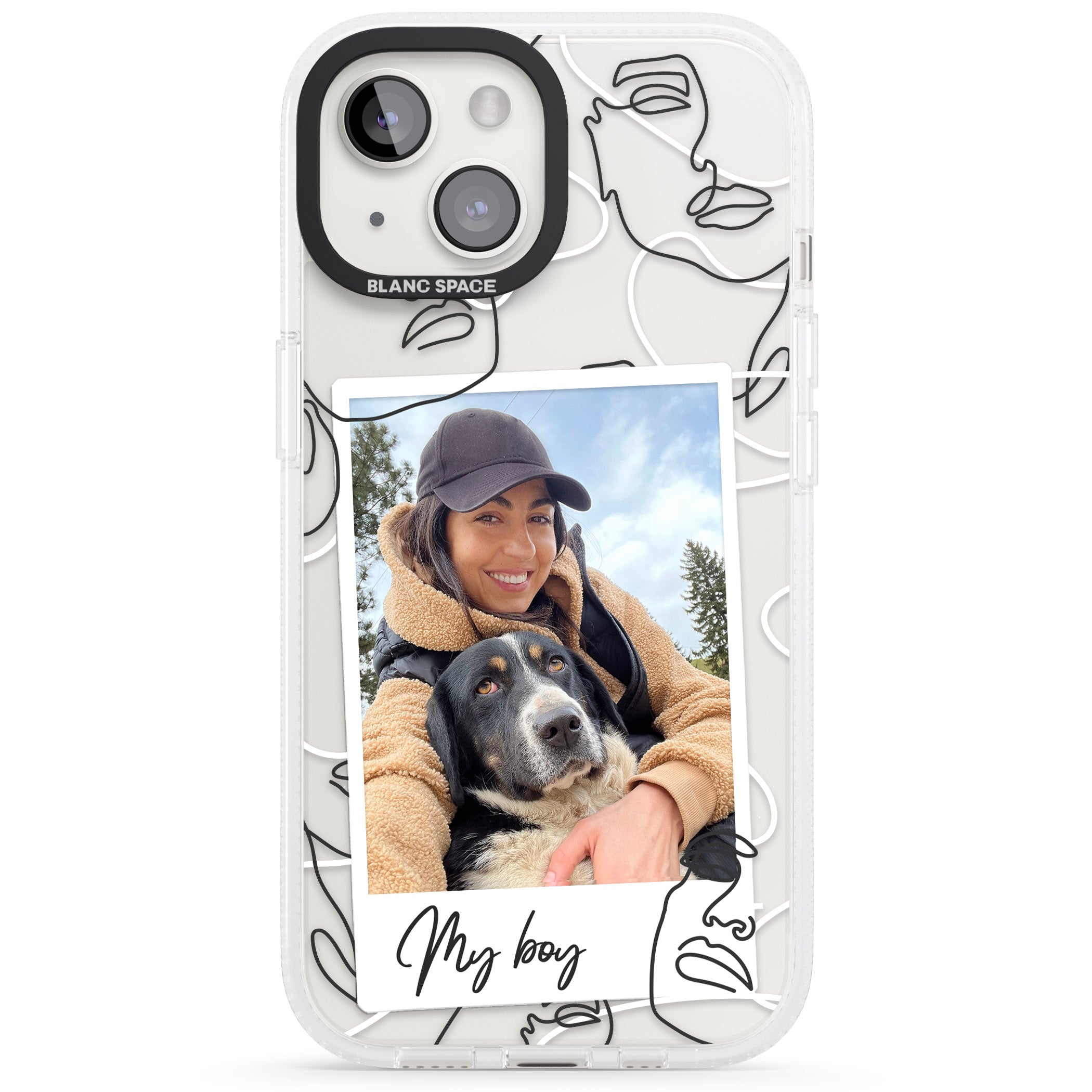 Personalised Abstract Faces Instant Photo iPhone 15 / 14 / 13 Clear Case Impact Air - Blanc Space