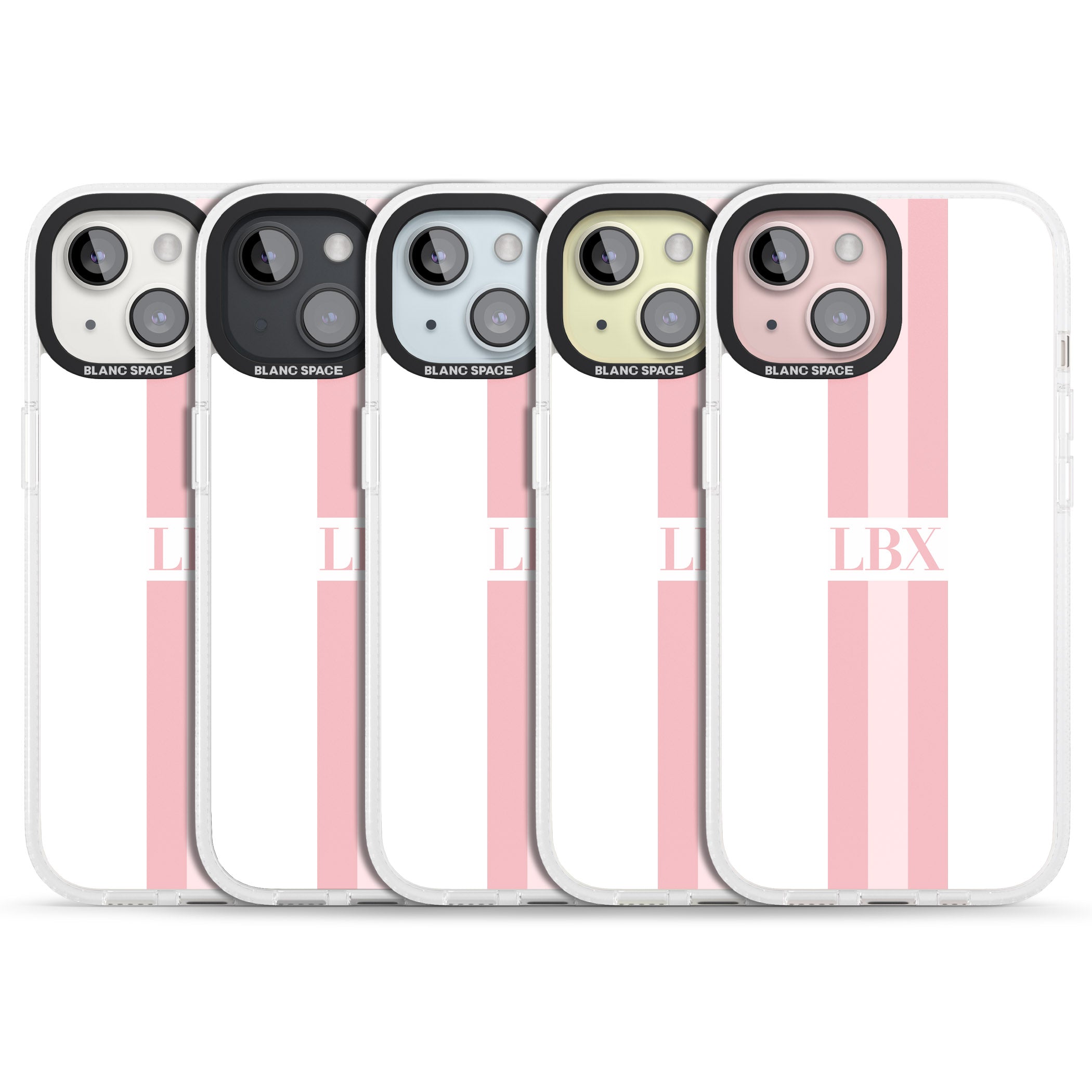 Personalised Minimal Pink Stripes iPhone 15 / 14 / 13 Clear Case Impact Air - Blanc Space