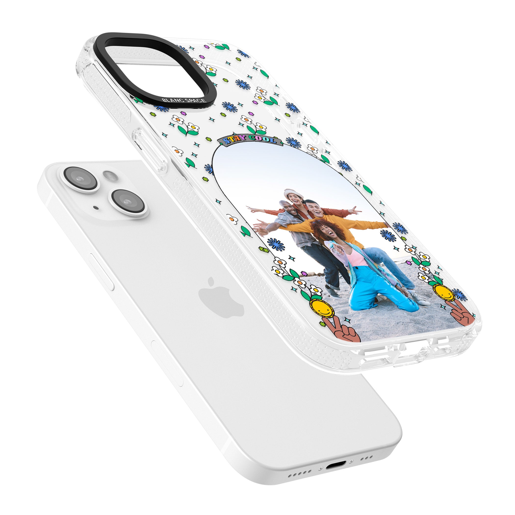 Personalised Summer Photo Frame iPhone 15 / 14 / 13 Clear Case Impact Air - Blanc Space