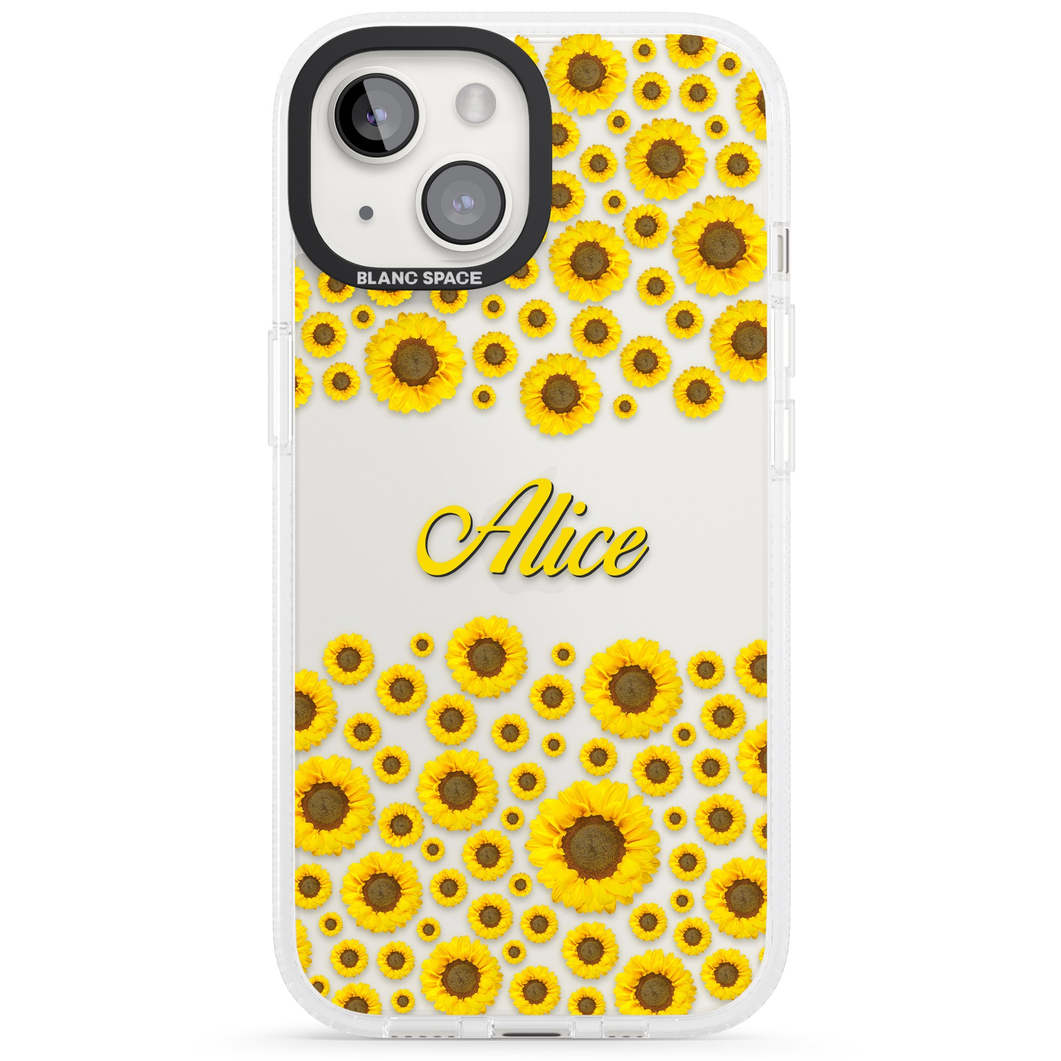 Personalised Sunflowers iPhone 15 / 14 / 13 Clear Case Impact Air - Blanc Space