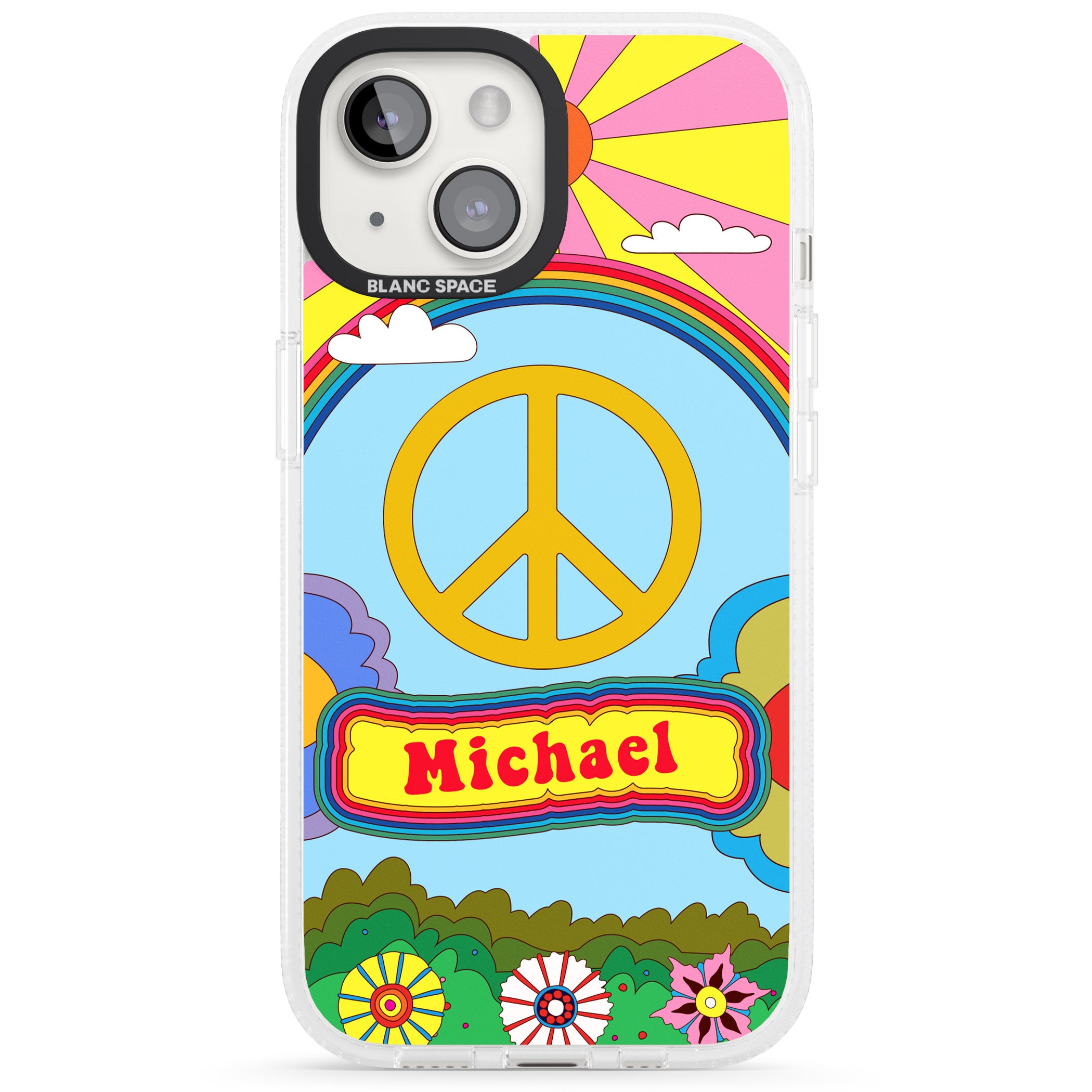 Personalised Happy Days iPhone 15 / 14 / 13 Clear Case Impact Air - Blanc Space