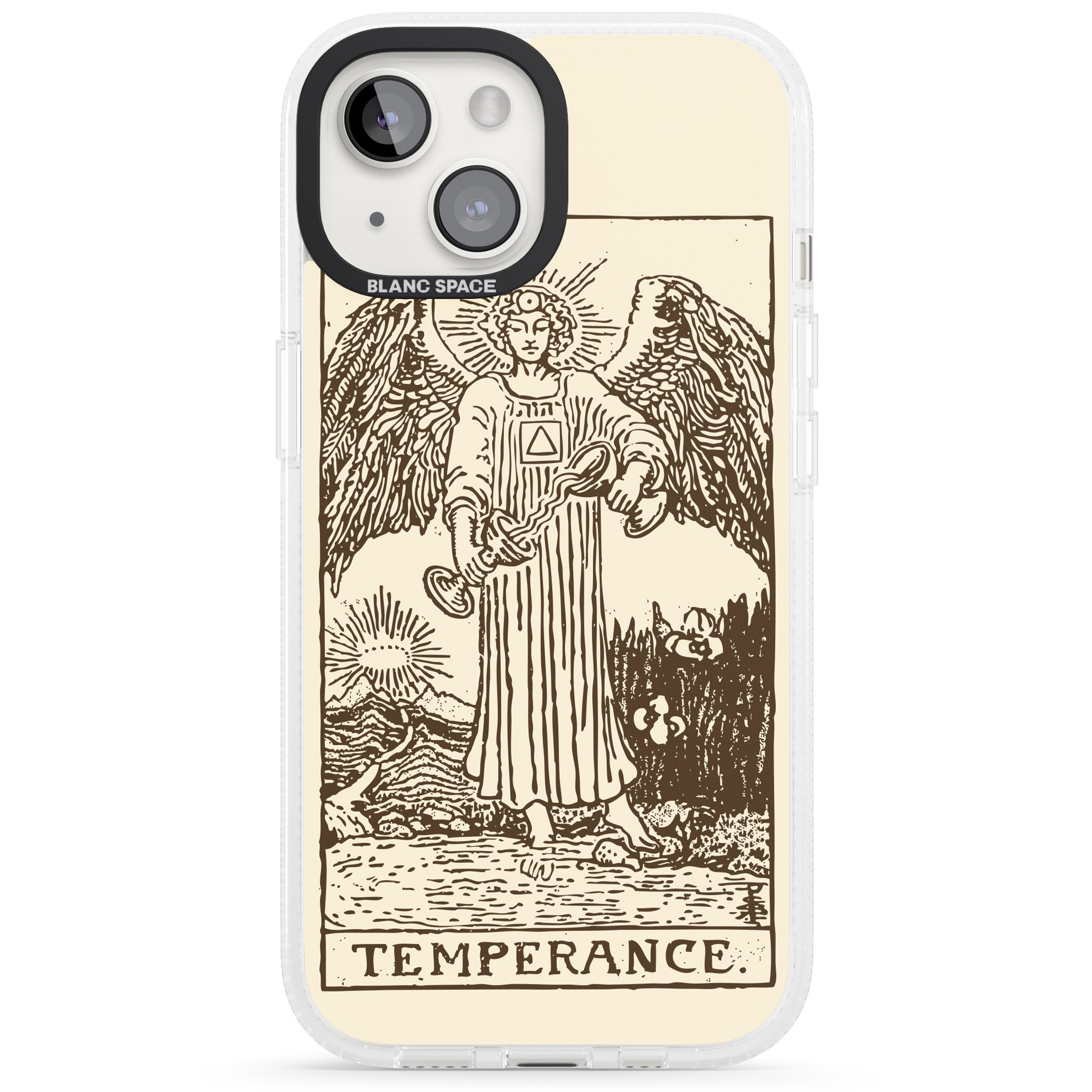 Personalised Temperance Tarot Card - Solid Cream iPhone 15 / 14 / 13 Clear Case Impact Air - Blanc Space
