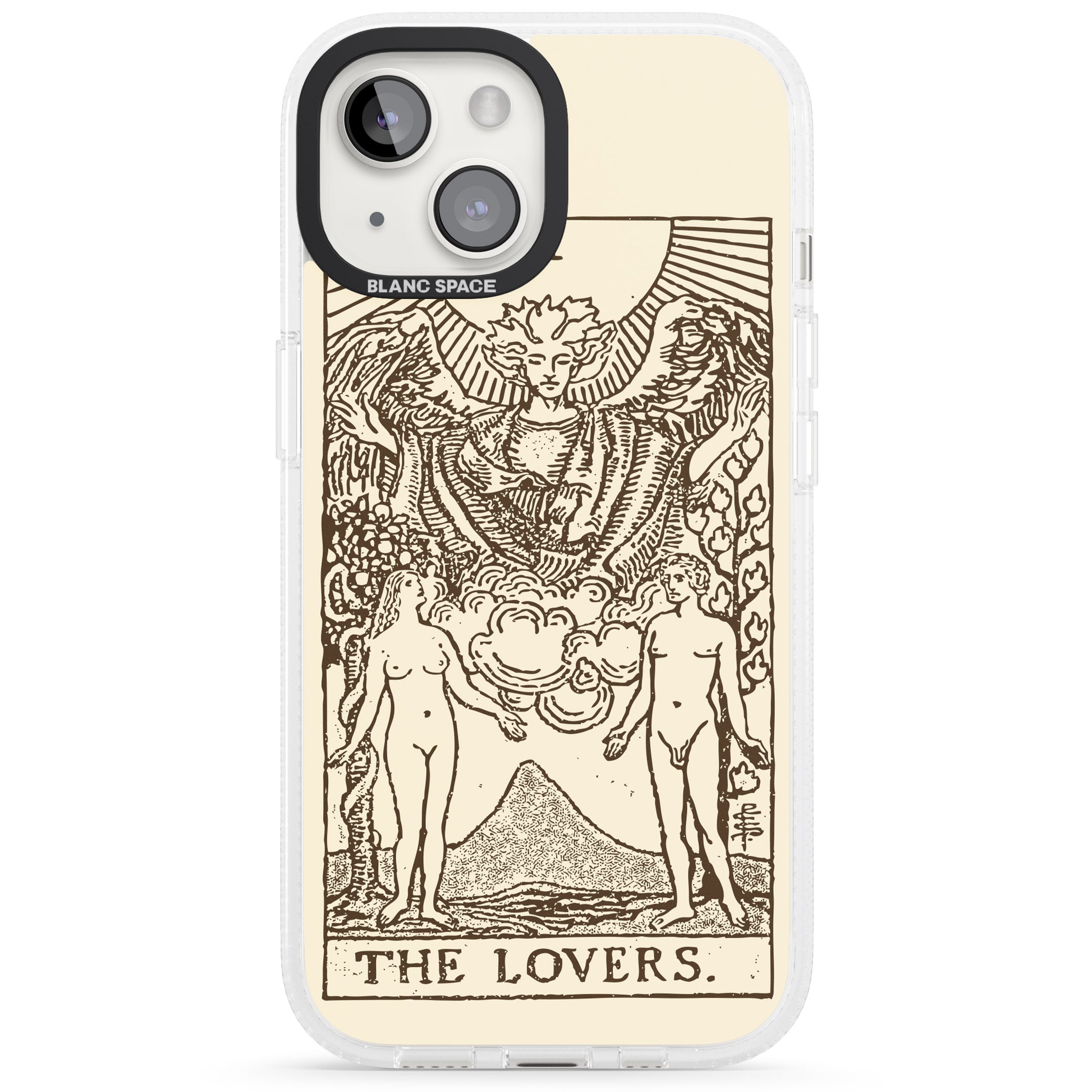 Personalised The Lovers Tarot Card - Solid Cream iPhone 15 / 14 / 13 Clear Case Impact Air - Blanc Space