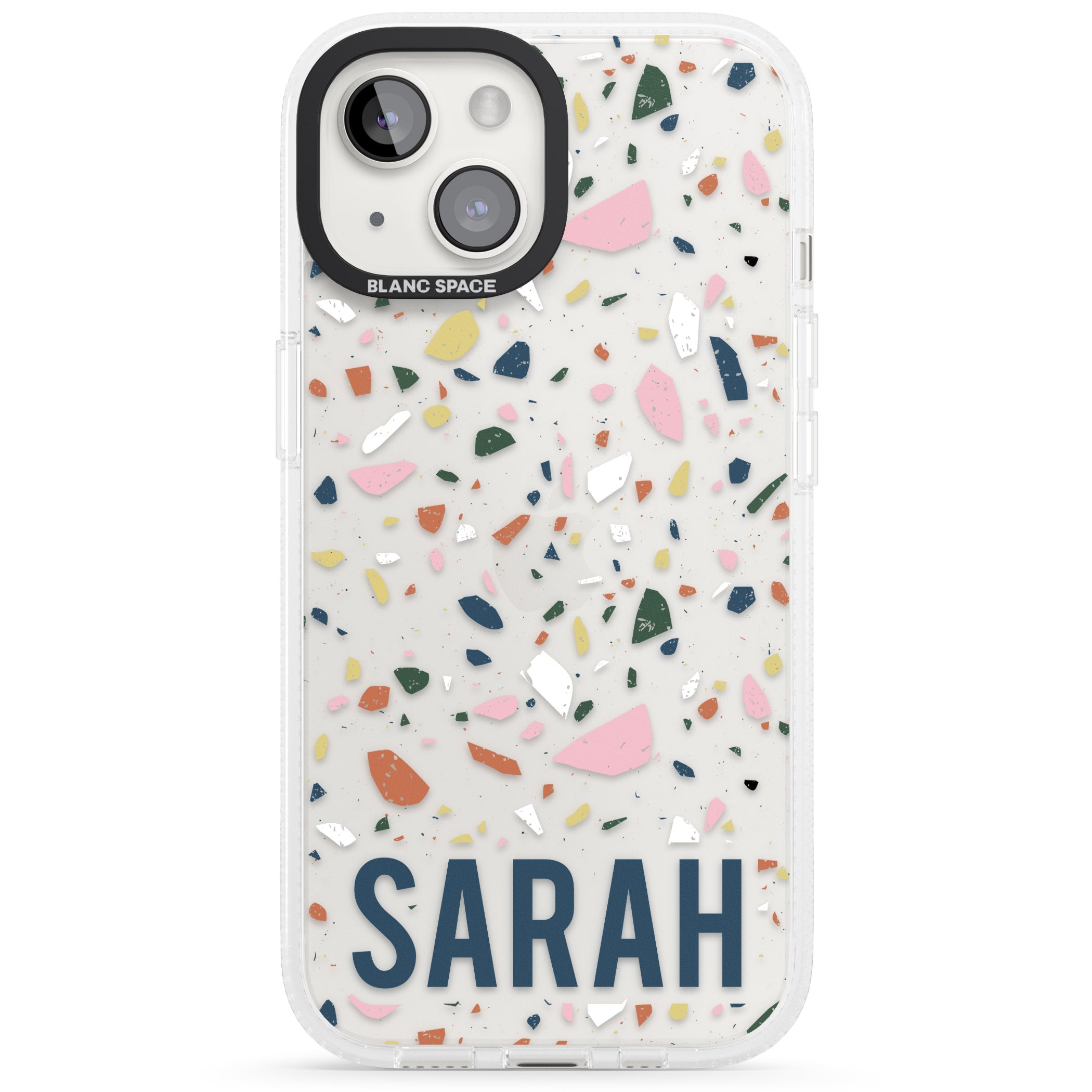 Personalised Terrazzo iPhone 15 / 14 / 13 Clear Case Impact Air - Blanc Space