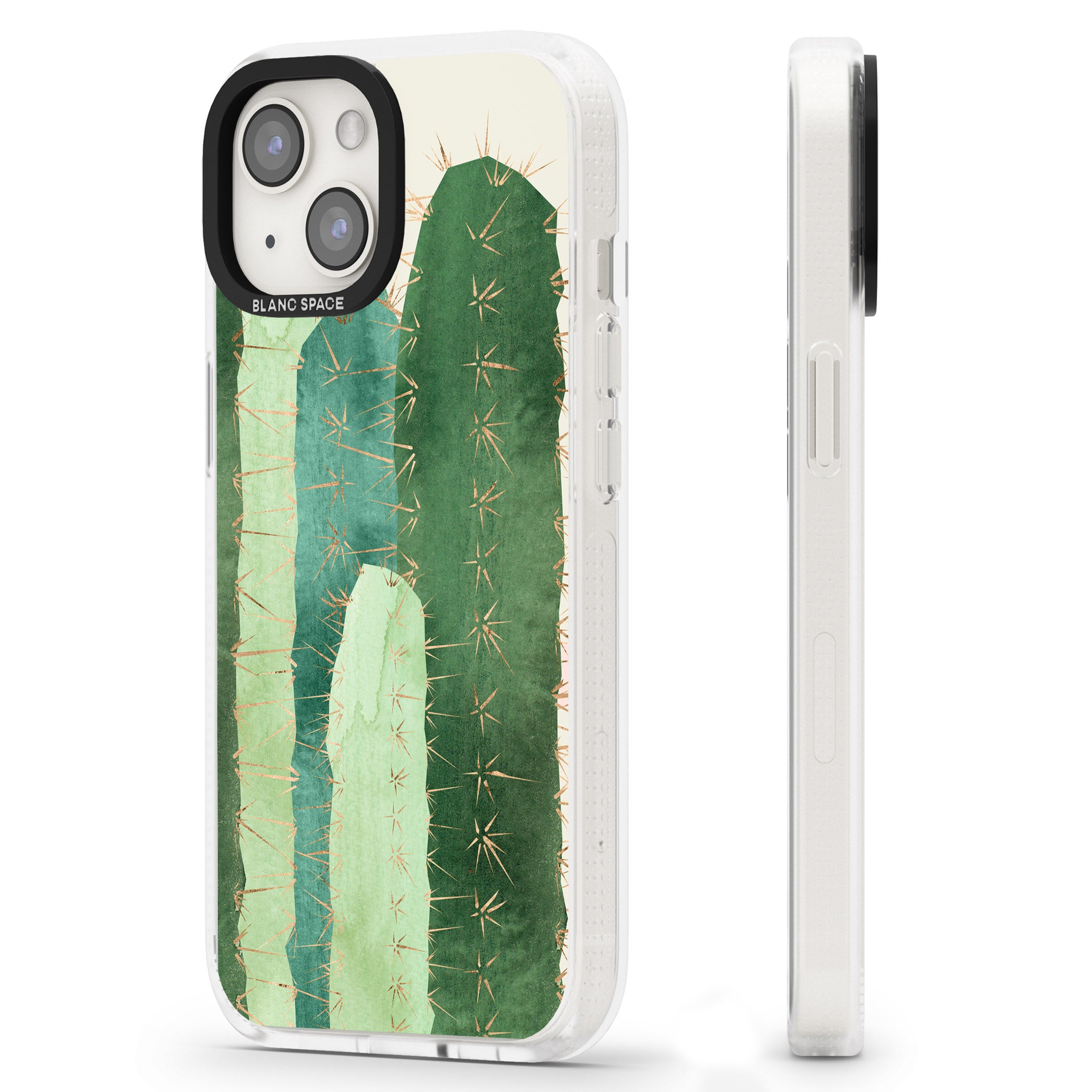 Large Cacti Mix Design iPhone 15 / 14 / 13 Clear Case Impact Air - Blanc Space