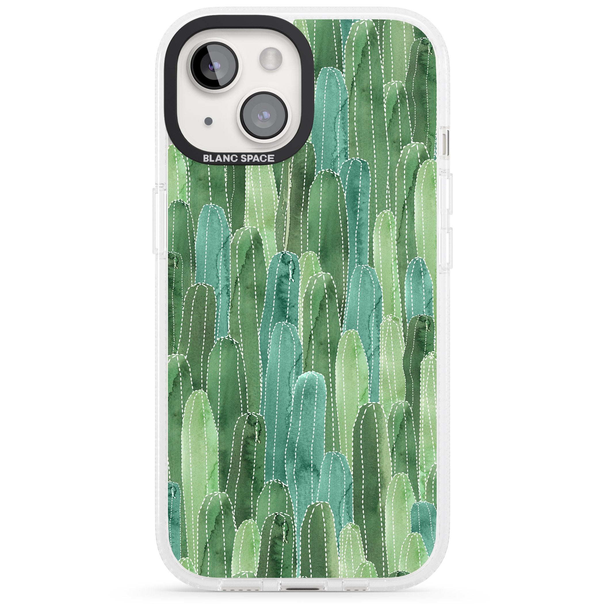 Skinny Cacti Pattern Design iPhone 15 / 14 / 13 Clear Case Impact Air - Blanc Space