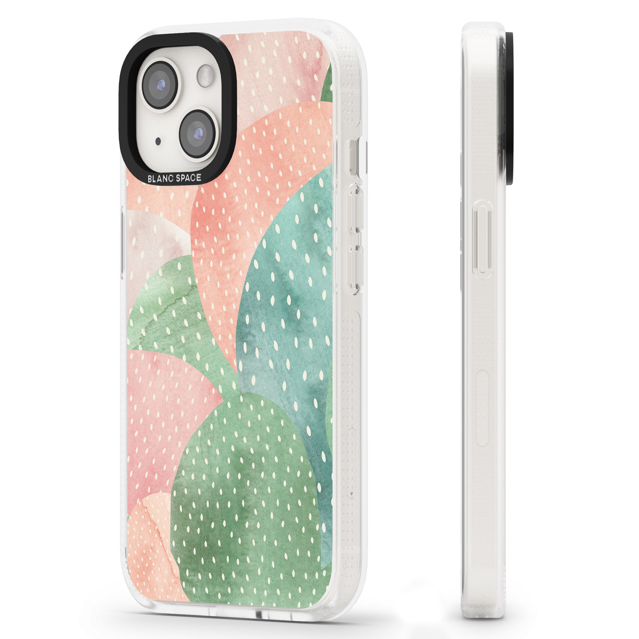Colourful Close-Up Cacti Design iPhone 15 / 14 / 13 Clear Case Impact Air - Blanc Space