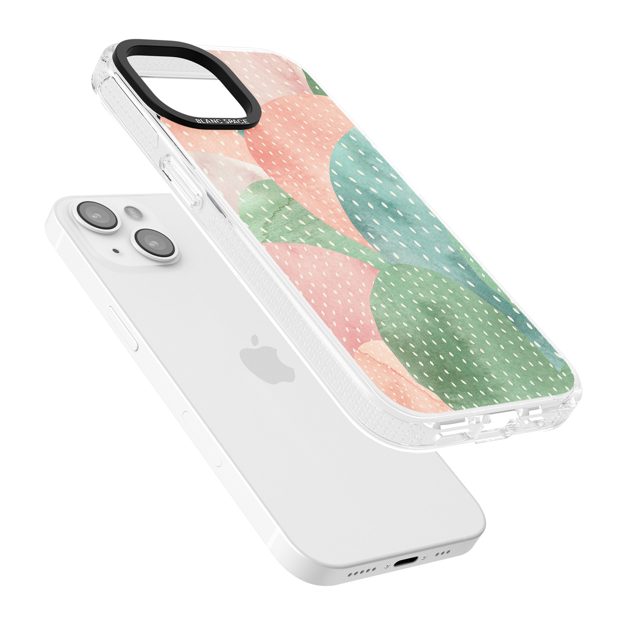 Colourful Close-Up Cacti Design iPhone 15 / 14 / 13 Clear Case Impact Air - Blanc Space